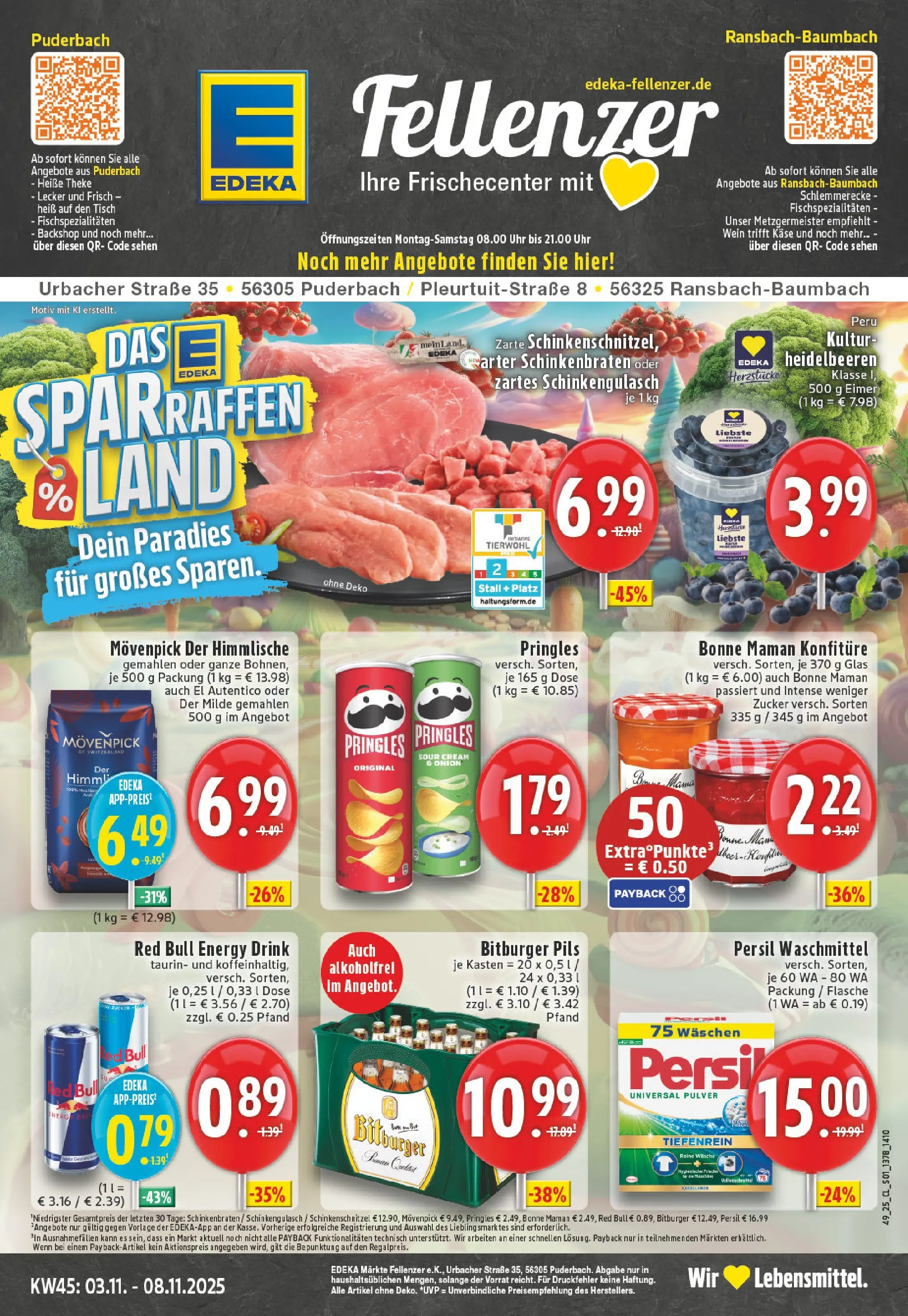 Edeka prospekt Ransbach-Baumbach	 (ab 02.11.2025) » Angebote Online | Seite: 1 | Produkte: Red bull, Theke, Heidelbeeren, Wein
