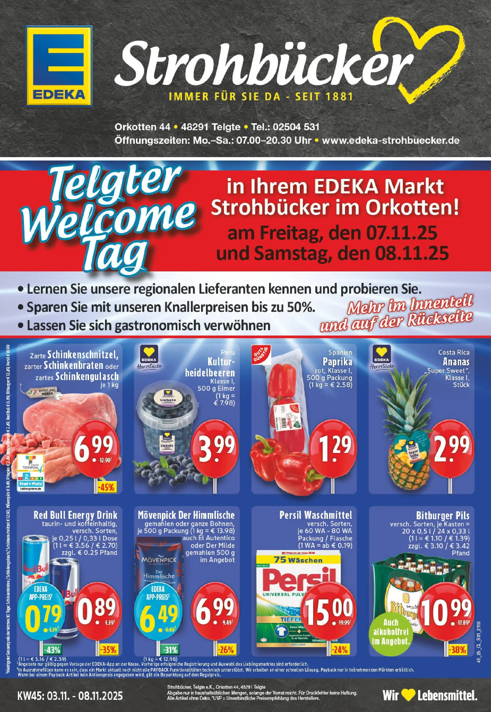 Edeka prospekt Telgte	 (ab 02.11.2025) » Angebote Online | Seite: 1 | Produkte: Bitburger, Energy, Ananas, Uhr