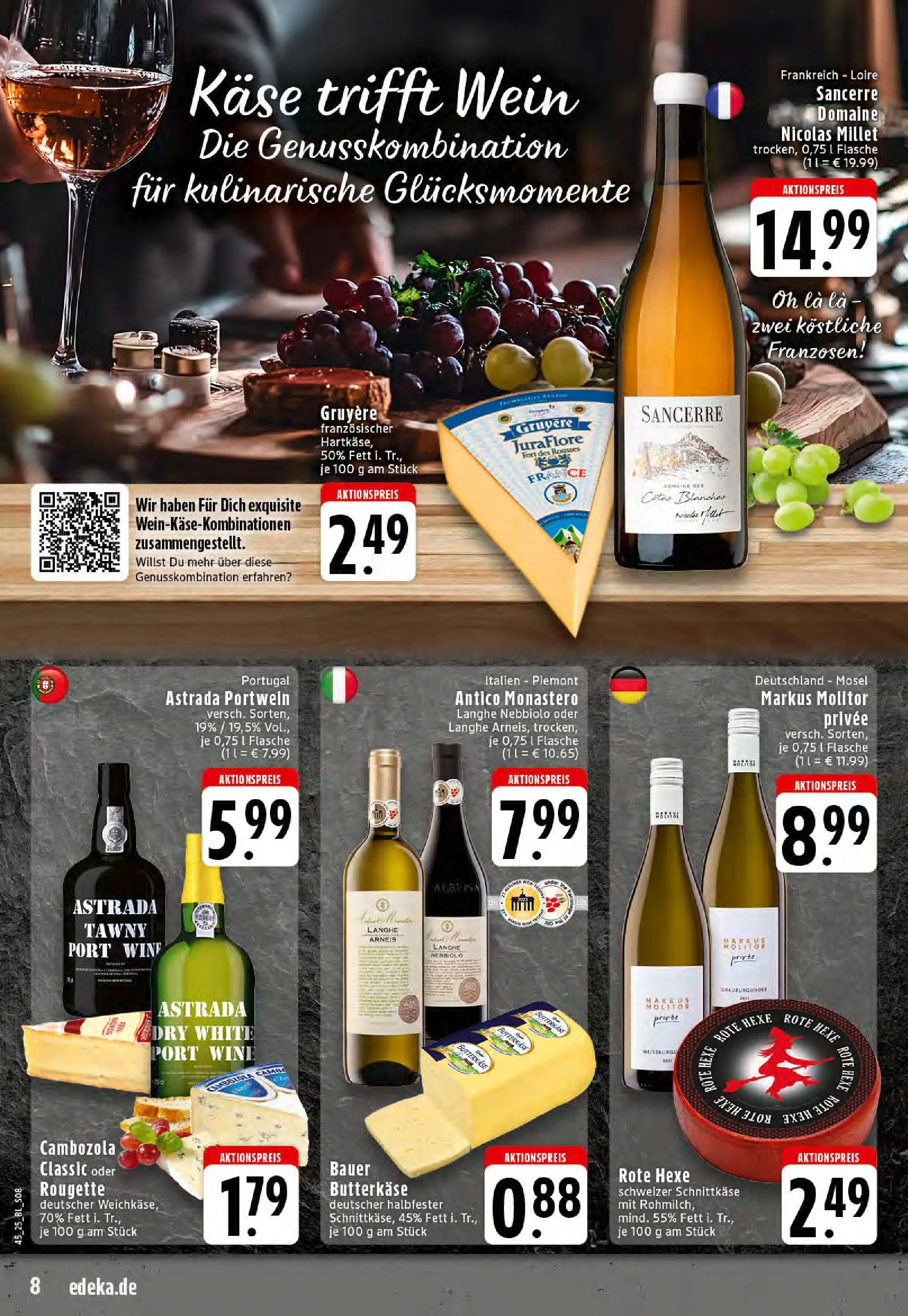 Edeka prospekt Stolberg	 (ab 02.11.2025) » Angebote Online | Seite: 8 | Produkte: Käse, Wein