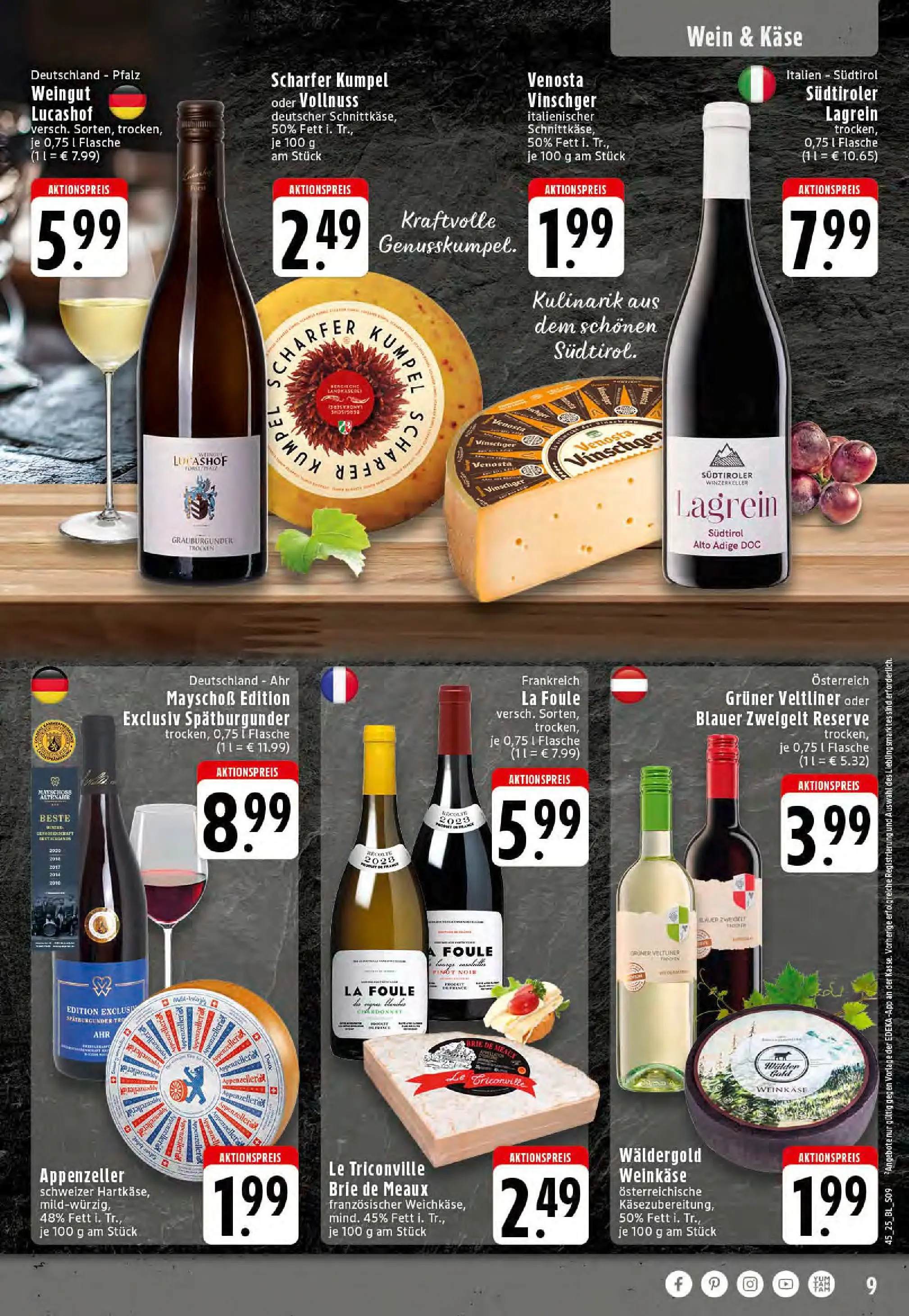Edeka prospekt Stolberg	 (ab 02.11.2025) » Angebote Online | Seite: 9 | Produkte: Käse, Wein