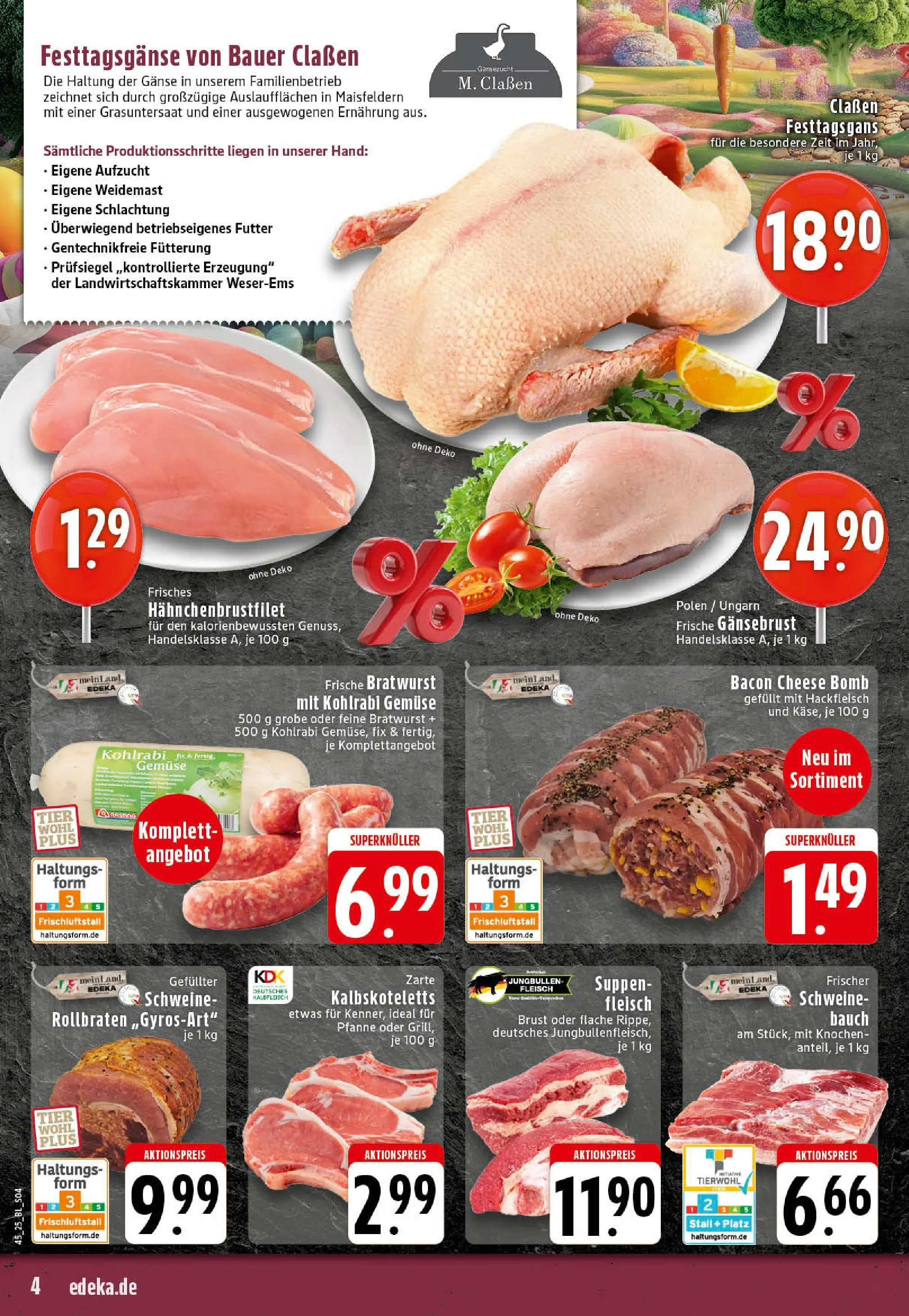 Edeka prospekt Saerbeck	 (ab 02.11.2025) » Angebote Online | Seite: 4 | Produkte: Bratwurst, Kohlrabi, Gemüse, Fleisch