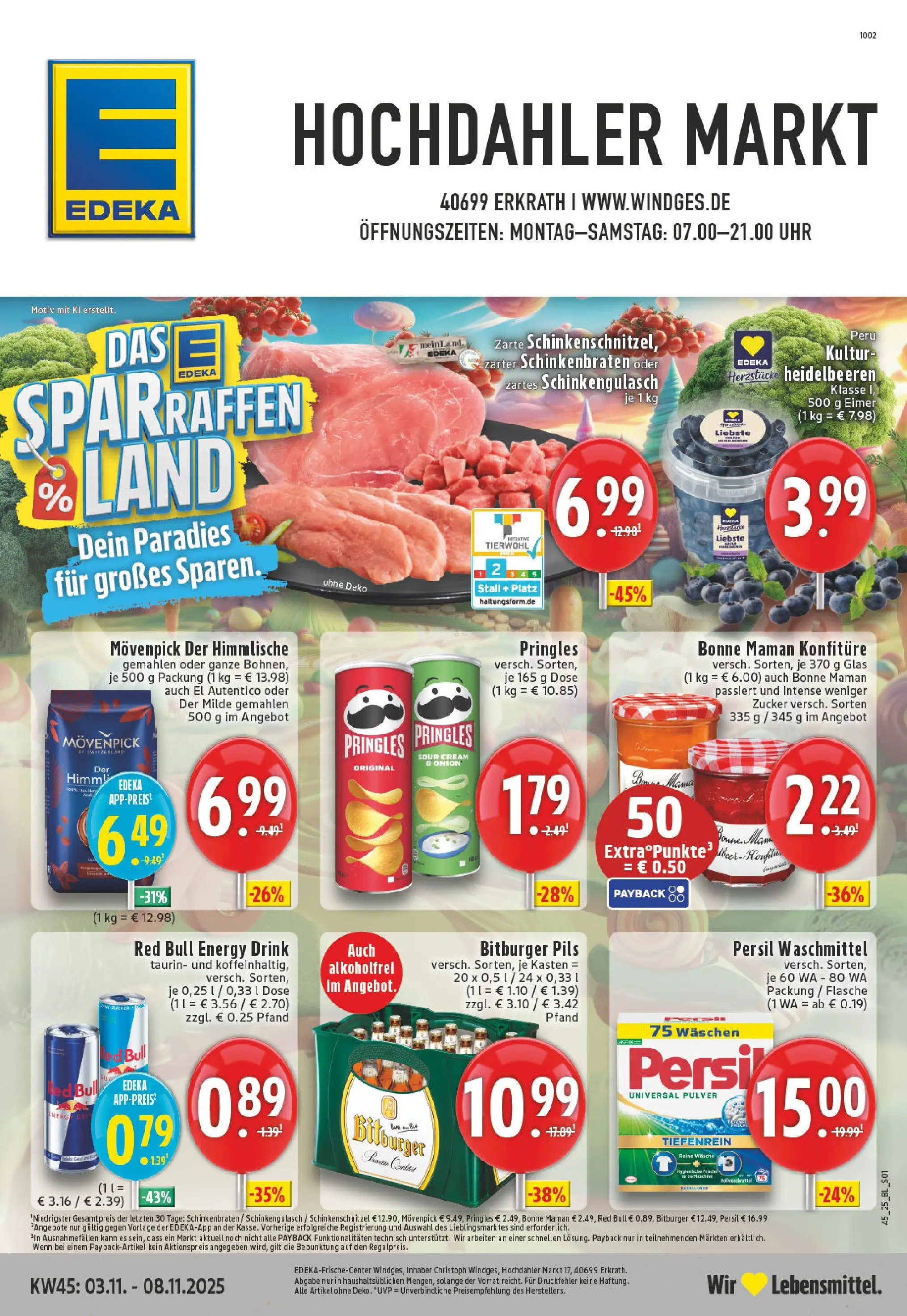Edeka prospekt Erkrath - Hochdahl	 (ab 02.11.2025) » Angebote Online | Seite: 1 | Produkte: Red bull, Pringles, Chips, Persil