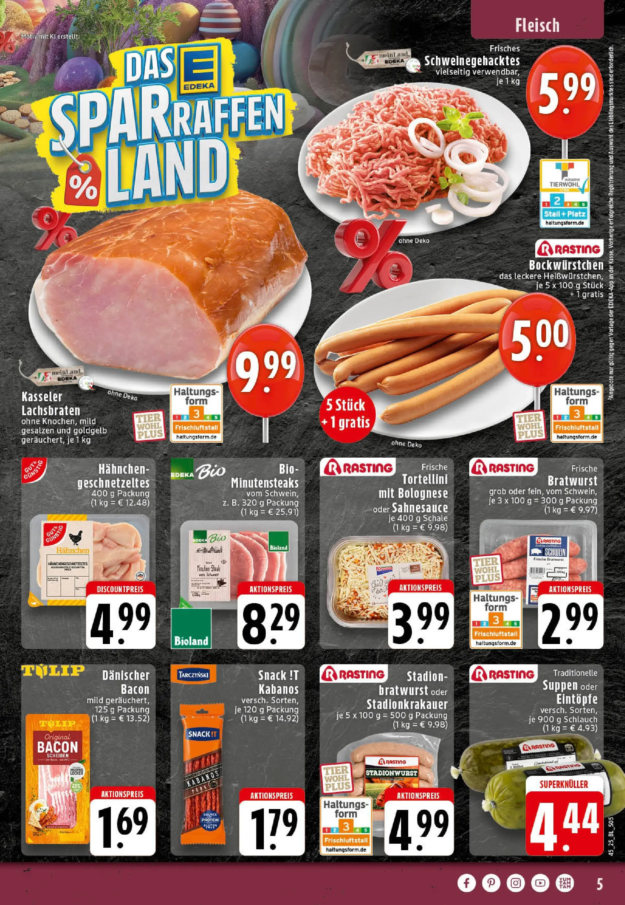 Edeka prospekt Saerbeck	 (ab 02.11.2025) » Angebote Online | Seite: 5 | Produkte: Hahnchen, Bratwurst, Steak, Fleisch