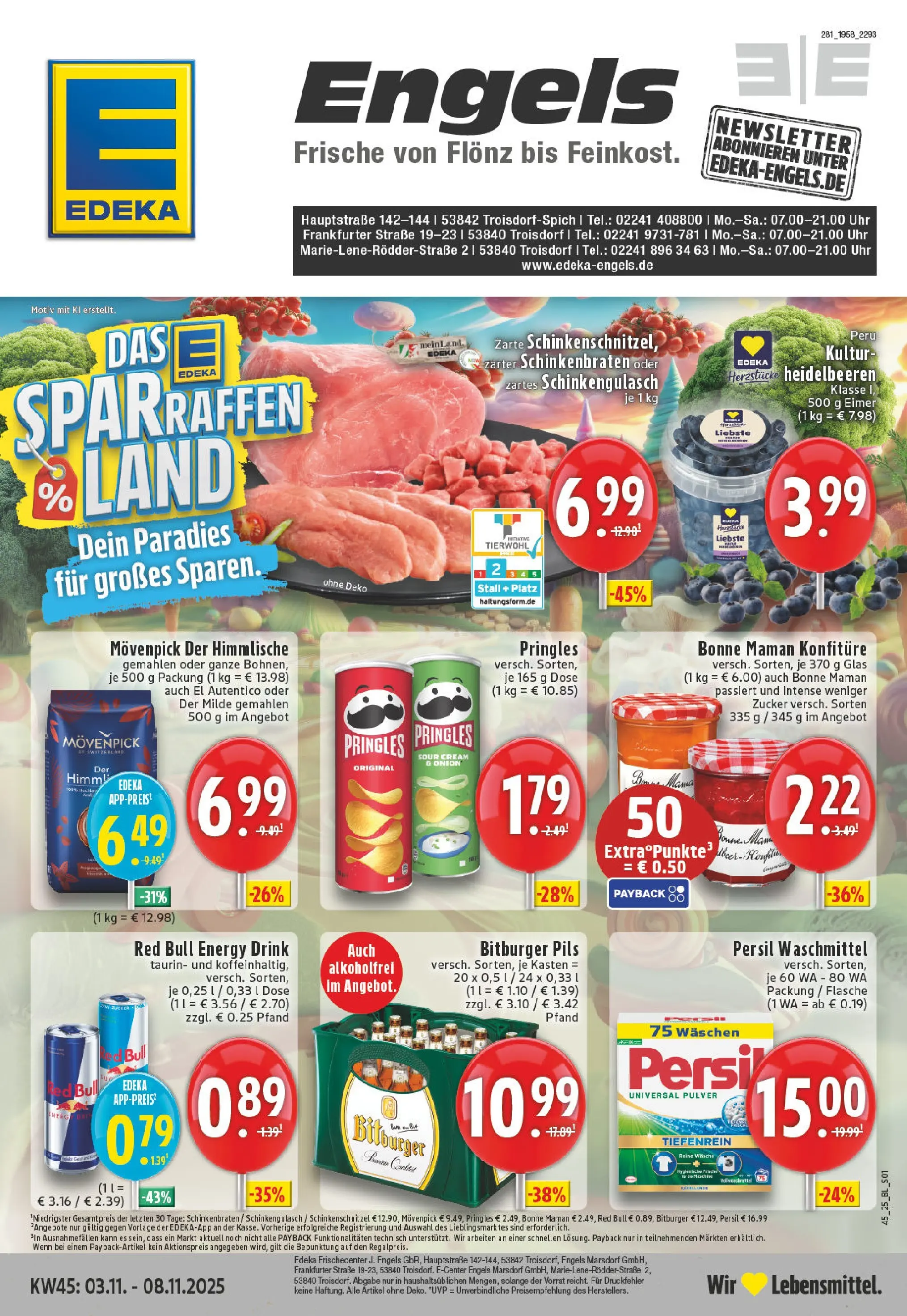 Edeka prospekt Troisdorf	 (ab 02.11.2025) » Angebote Online | Seite: 1 | Produkte: Bitburger, Red bull, Chips, Bonne maman