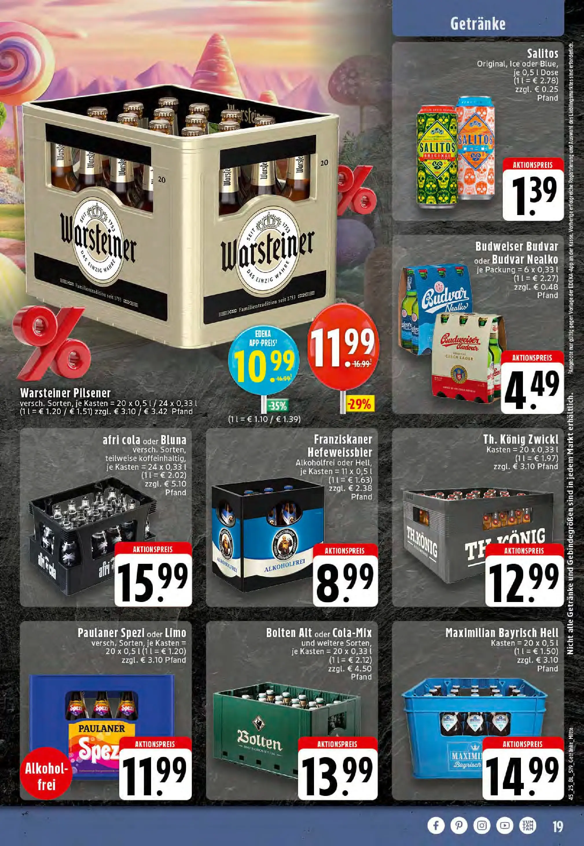 Edeka prospekt Stolberg	 (ab 02.11.2025) » Angebote Online | Seite: 19 | Produkte: Franziskaner, Paulaner spezi, Budweiser, Paulaner