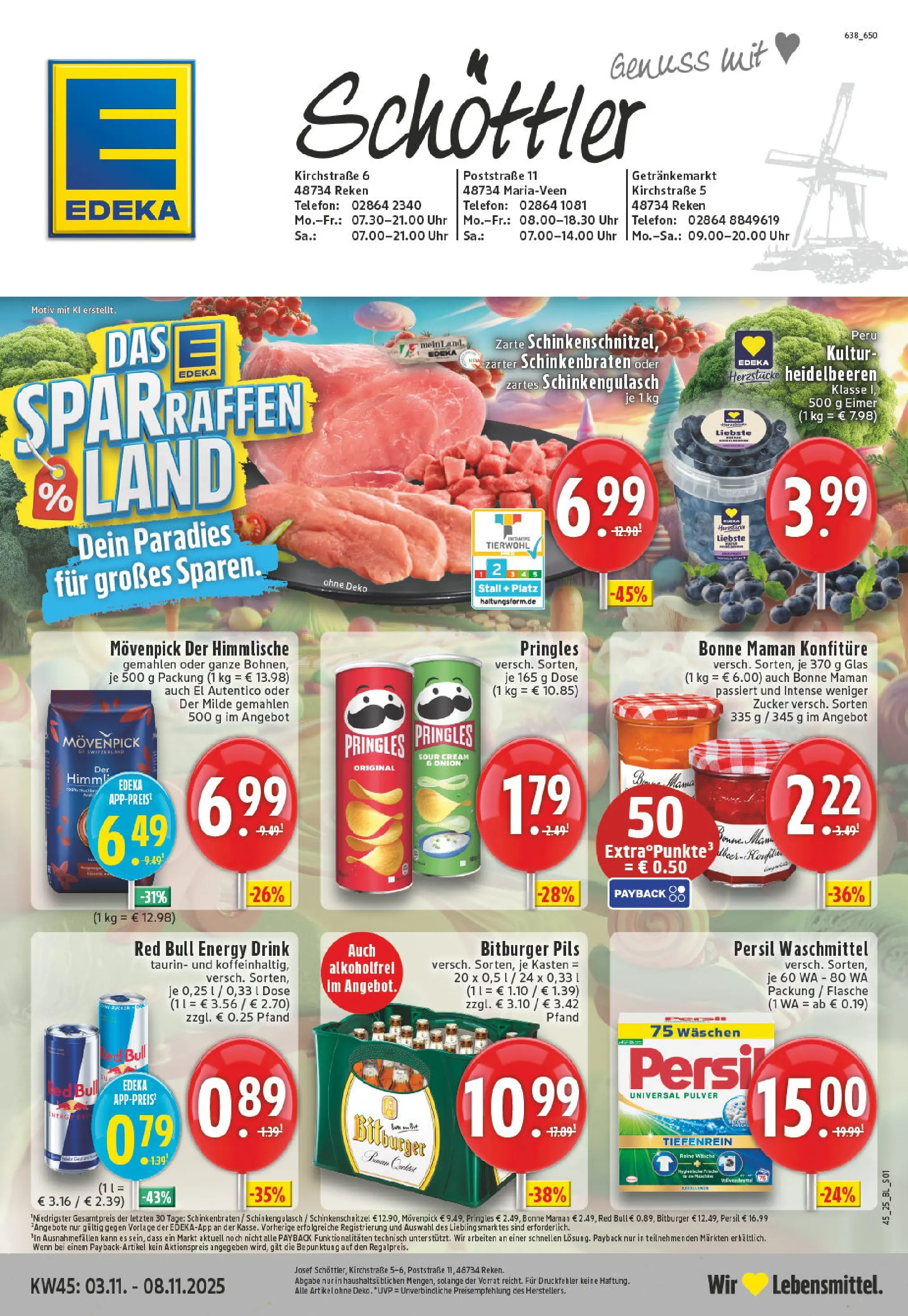 Edeka prospekt Reken	 (ab 02.11.2025) » Angebote Online | Seite: 1 | Produkte: Red bull, Pils, Waschmittel, Telefon