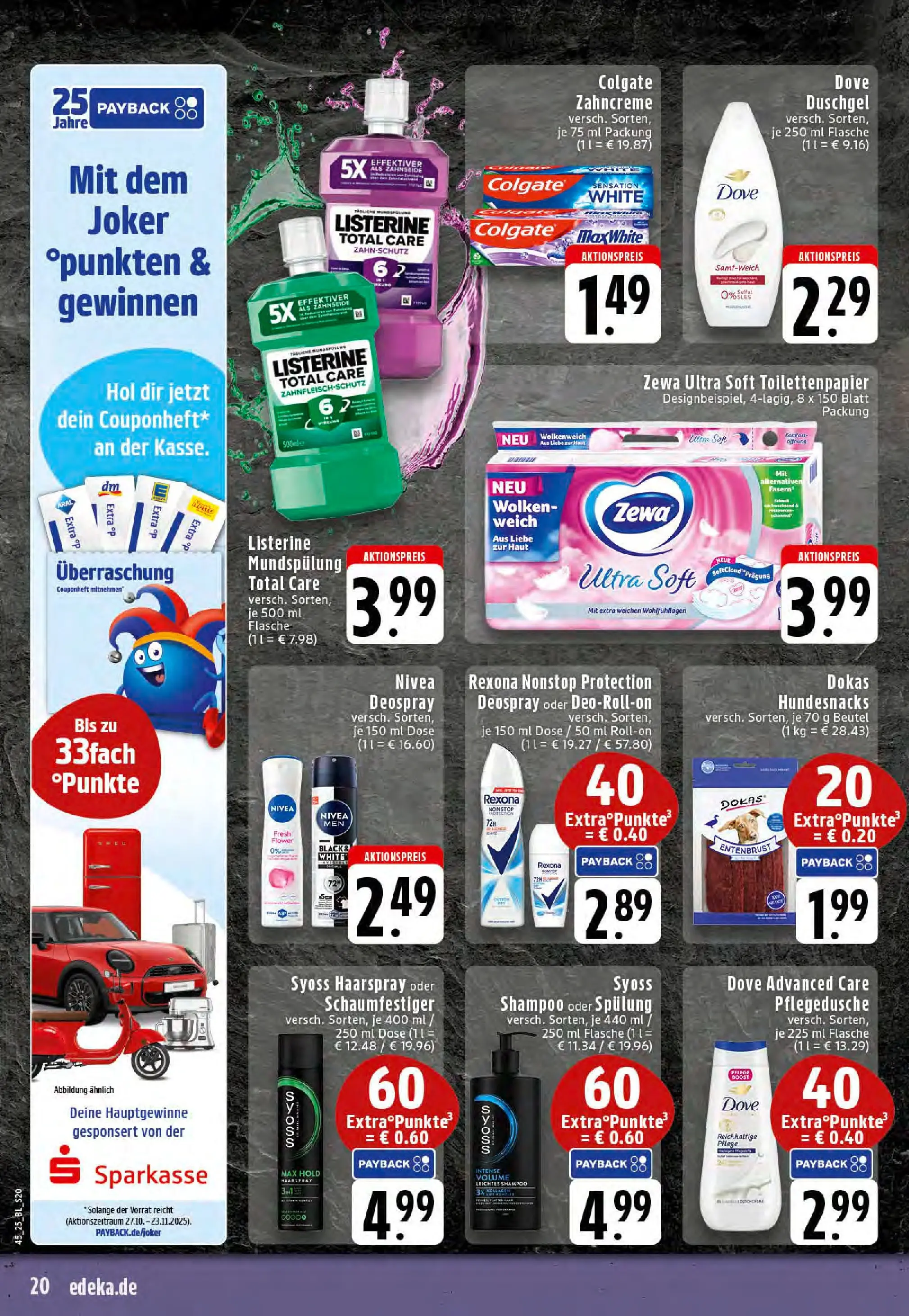 Edeka prospekt Stolberg	 (ab 02.11.2025) » Angebote Online | Seite: 20 | Produkte: Zewa, Haarspray, Deospray, Listerine