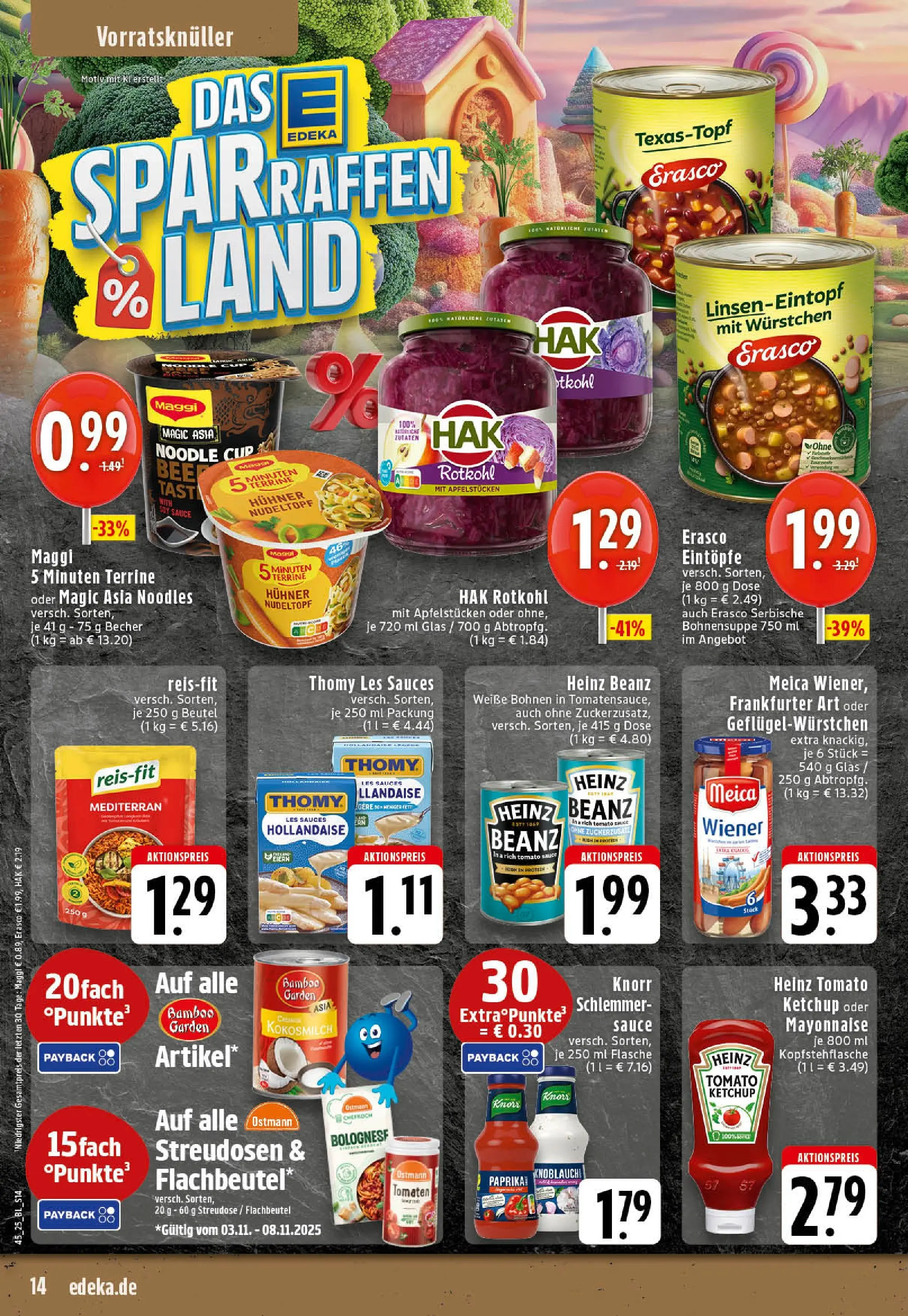 Edeka prospekt Saerbeck	 (ab 02.11.2025) » Angebote Online | Seite: 14 | Produkte: Thomy les sauces, Rotkohl, Tomaten, Maggi 5 minuten terrine