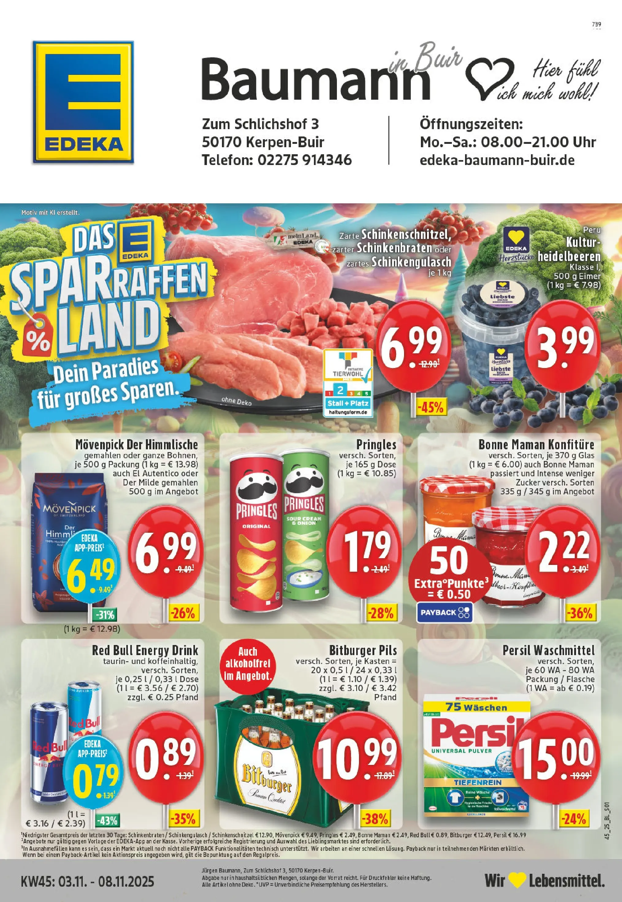 Edeka prospekt Kerpen	 (ab 02.11.2025) » Angebote Online | Seite: 1 | Produkte: Red bull, Heidelbeeren, Waschmittel, Uhr