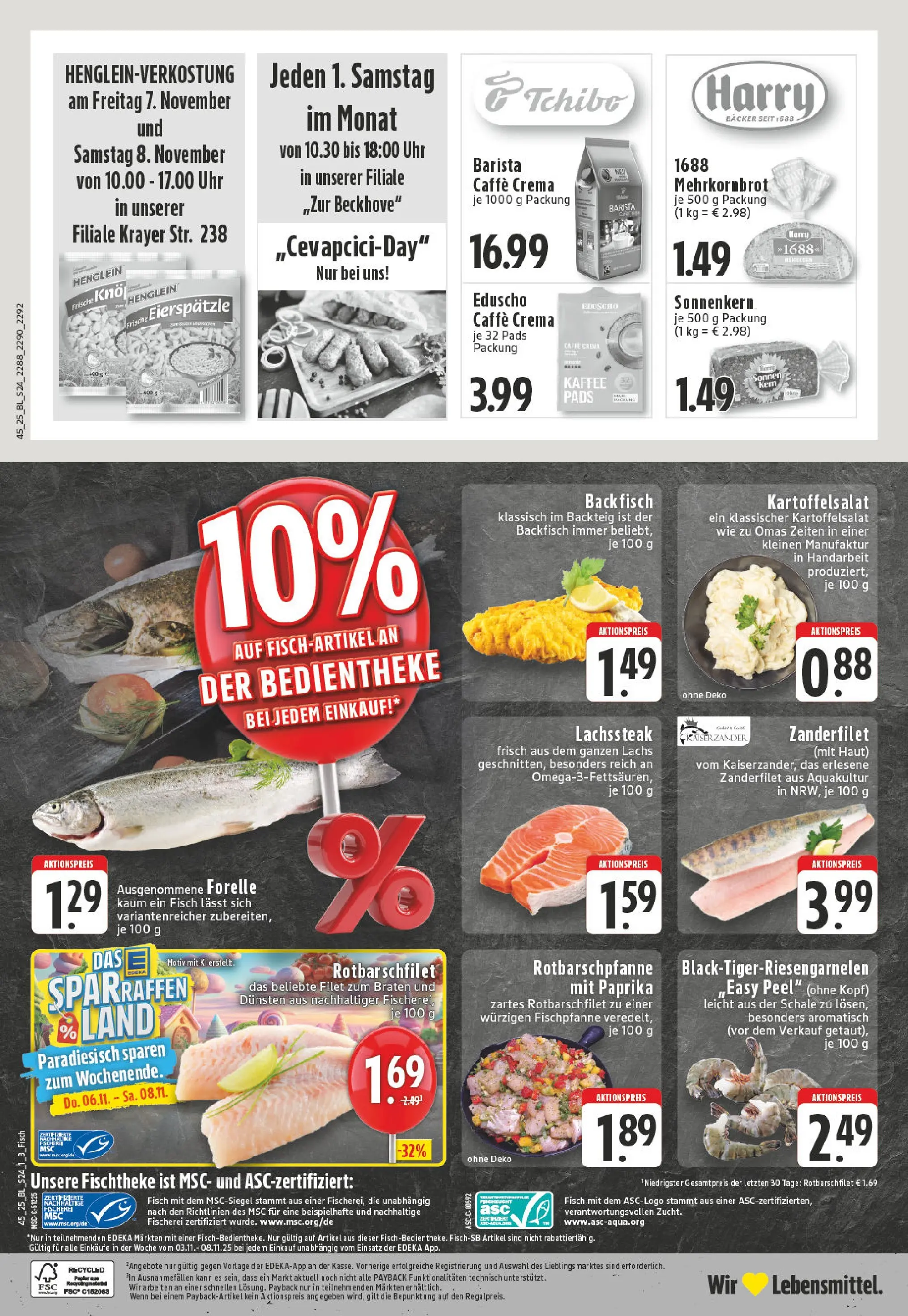 Edeka prospekt Essen	 (ab 03.11.2025) » Angebote Online | Seite: 24 | Produkte: Kaffee, Fisch, Lachs, Eduscho