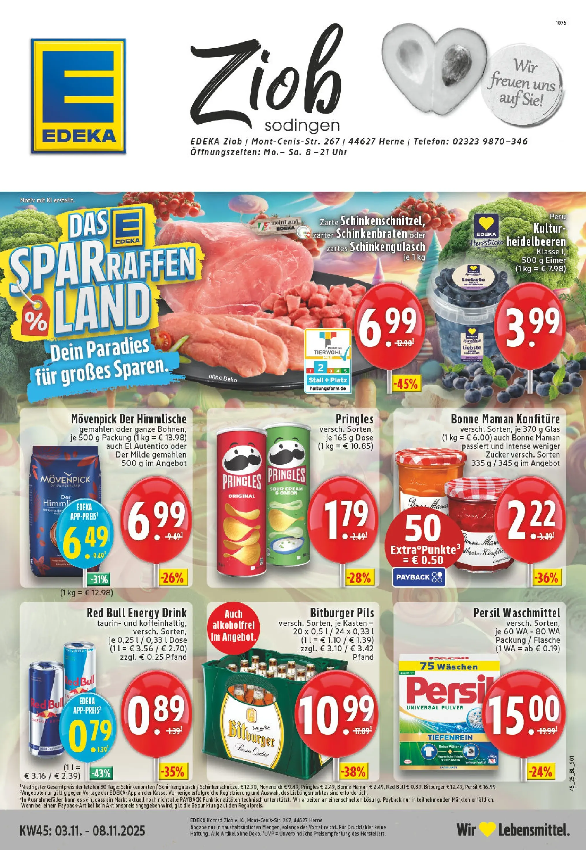 Edeka prospekt Herne-Sodingen	 (ab 02.11.2025) » Angebote Online | Seite: 1 | Produkte: Heidelbeeren, Chips, Telefon, Uhr