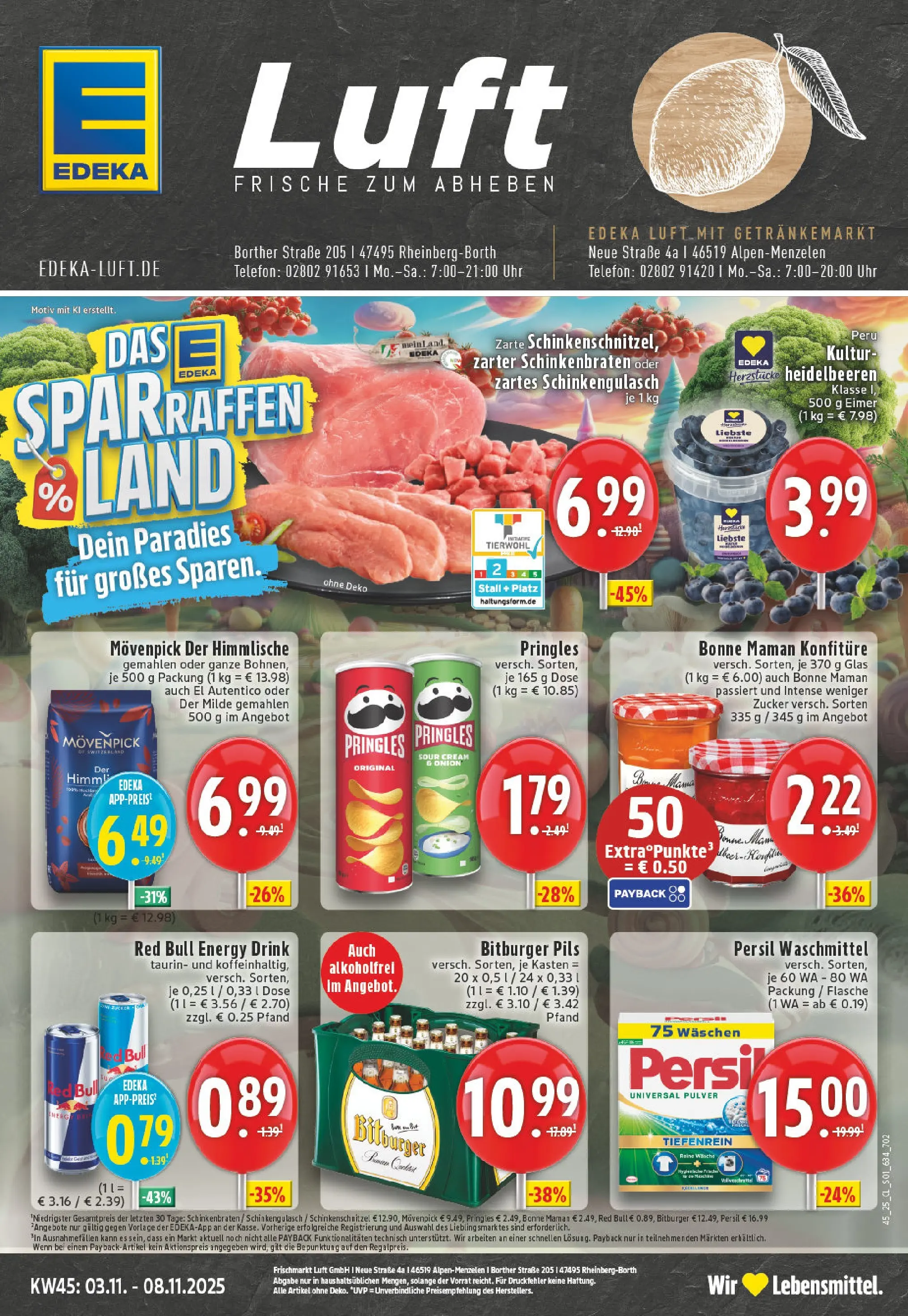 Edeka prospekt Rheinberg - Borth	 (ab 02.11.2025) » Angebote Online | Seite: 1 | Produkte: Bitburger, Zucker, Pringles, Telefon