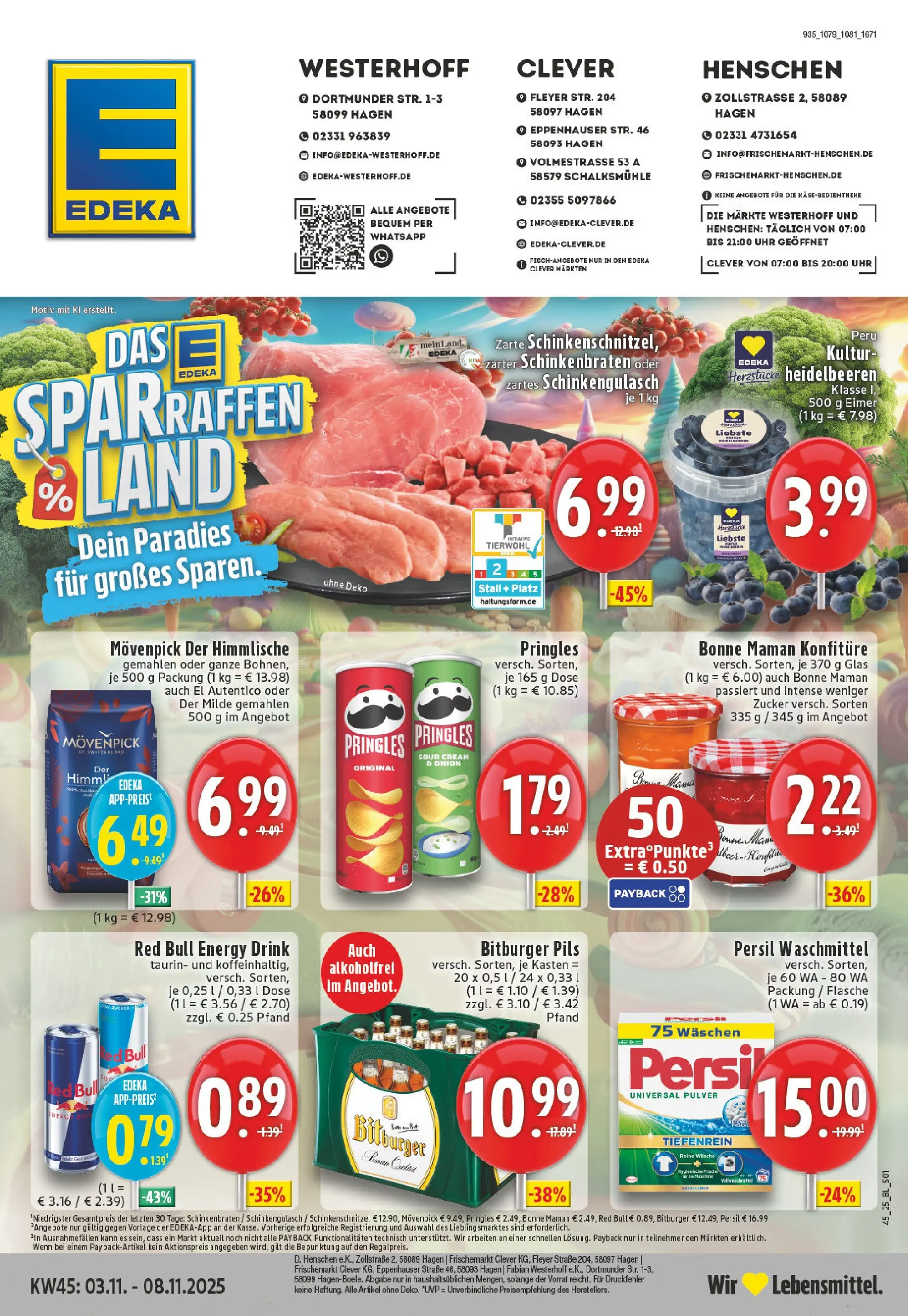 Edeka prospekt Hagen-Eppenhausen	 (ab 02.11.2025) » Angebote Online | Seite: 1 | Produkte: Heidelbeeren, Waschmittel, Bonne maman, Uhr