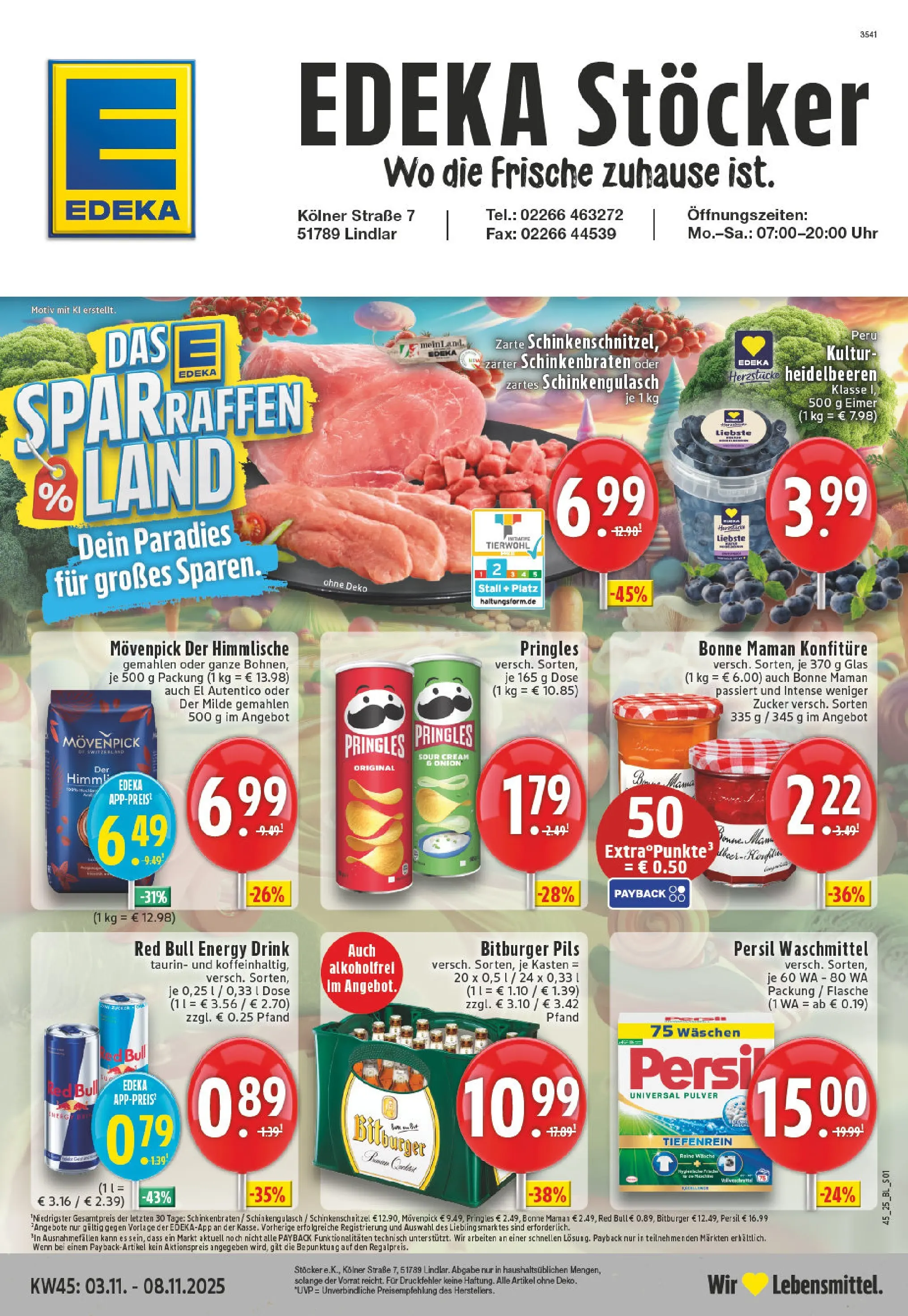 Edeka prospekt Lindlar	 (ab 02.11.2025) » Angebote Online | Seite: 1 | Produkte: Red bull, Pringles, Chips, Persil