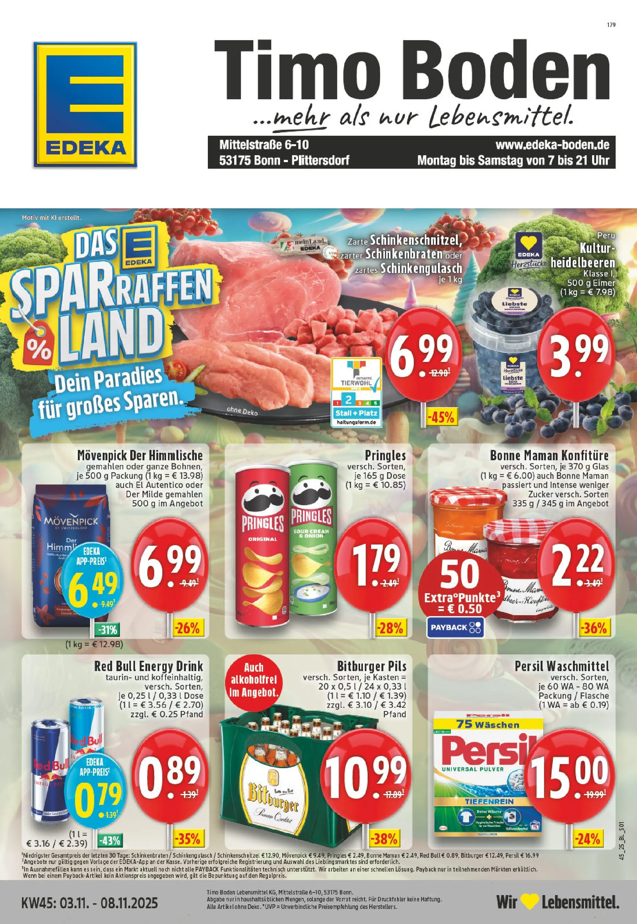 Edeka prospekt Bonn	 (ab 02.11.2025) » Angebote Online | Seite: 1 | Produkte: Bitburger, Heidelbeeren, Waschmittel, Uhr