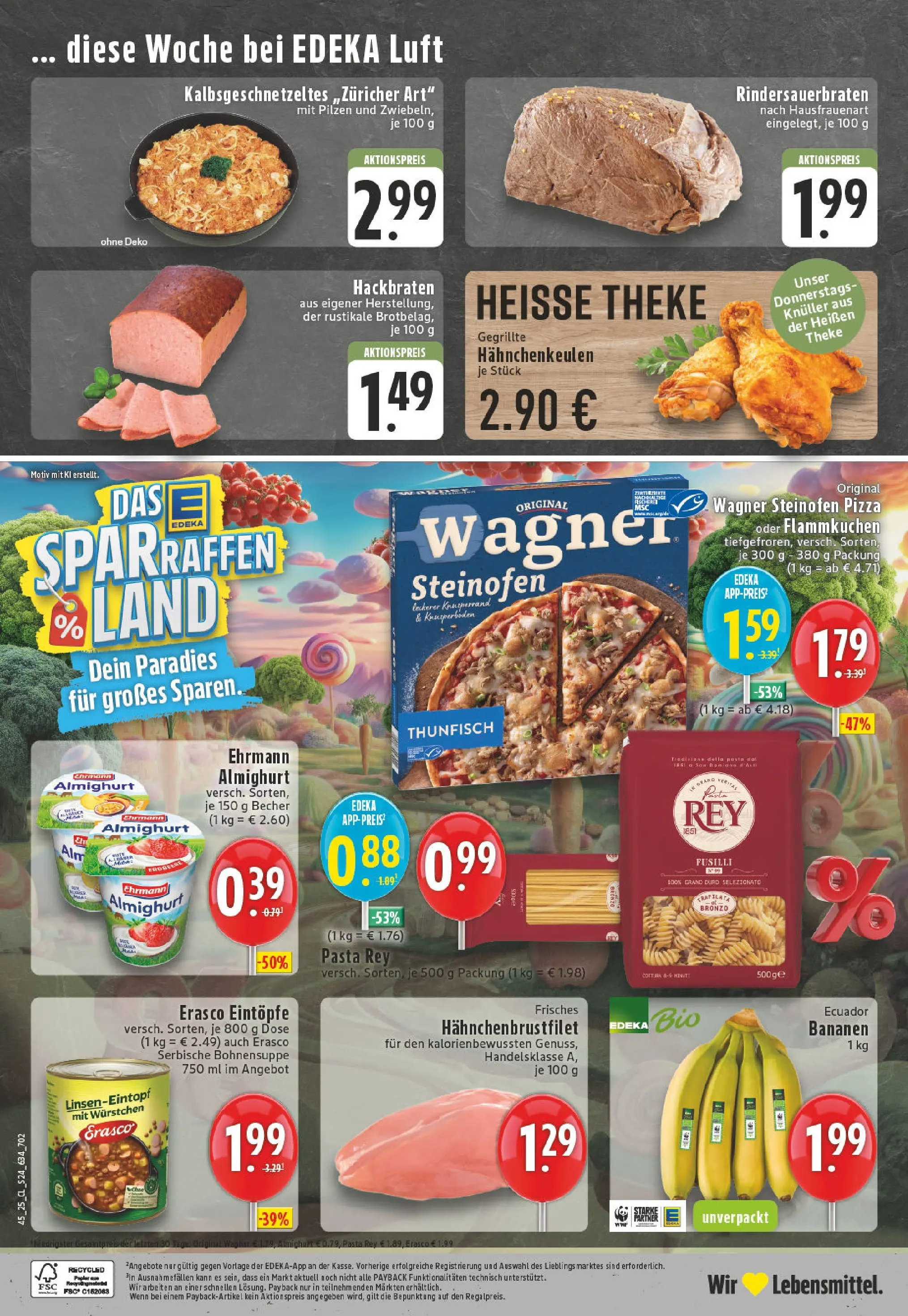 Edeka prospekt Rheinberg - Borth	 (ab 02.11.2025) » Angebote Online | Seite: 24 | Produkte: Theke, Bananen, Pasta, Pizza