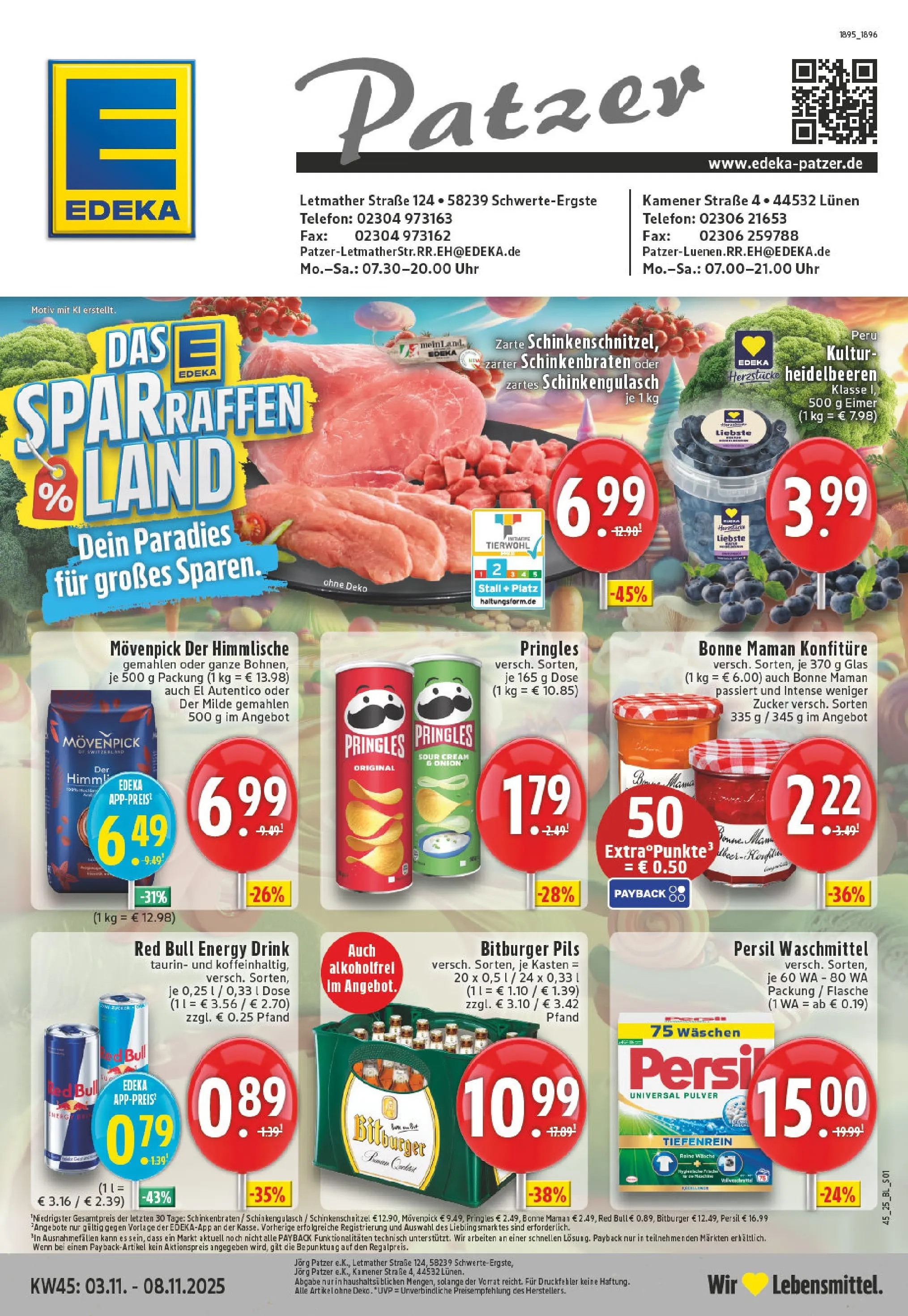 Edeka prospekt Schwerte - Ergste	 (ab 02.11.2025) » Angebote Online | Seite: 1 | Produkte: Heidelbeeren, Zucker, Telefon, Uhr
