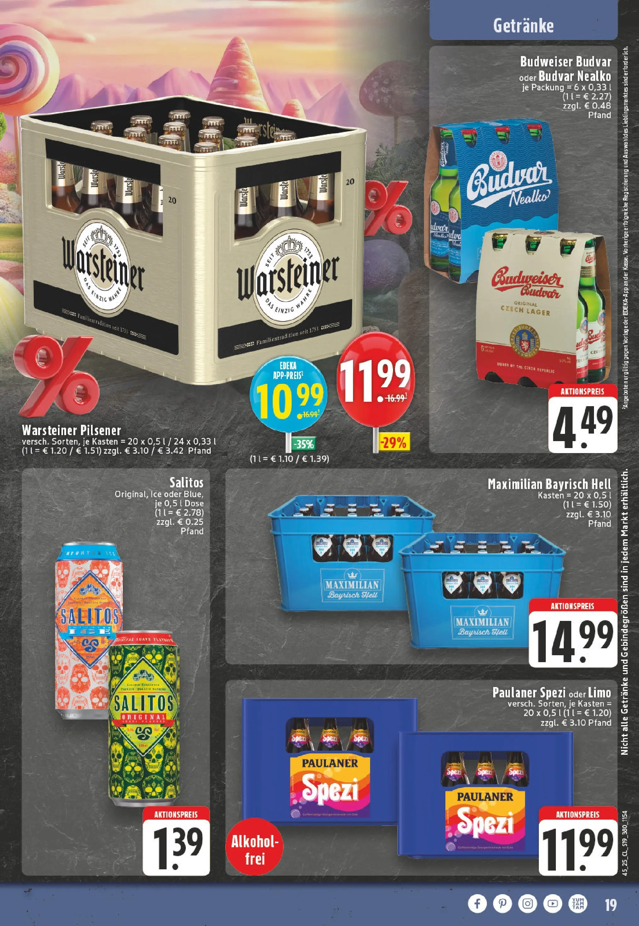 Edeka prospekt Bad Marienberg	 (ab 02.11.2025) » Angebote Online | Seite: 19 | Produkte: Paulaner spezi, Warsteiner, Budweiser, Paulaner