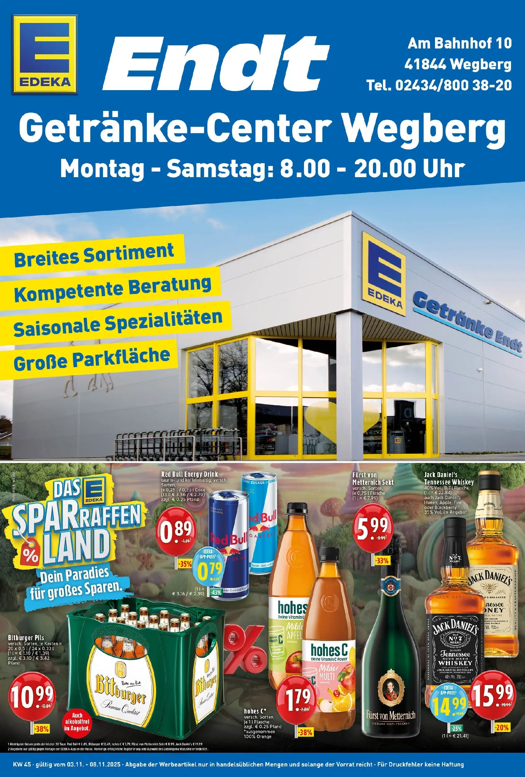 Edeka prospekt Wegberg	 (ab 02.11.2025) » Angebote Online | Seite: 1 | Produkte: Furst von metternich, Red bull, Pils, Uhr