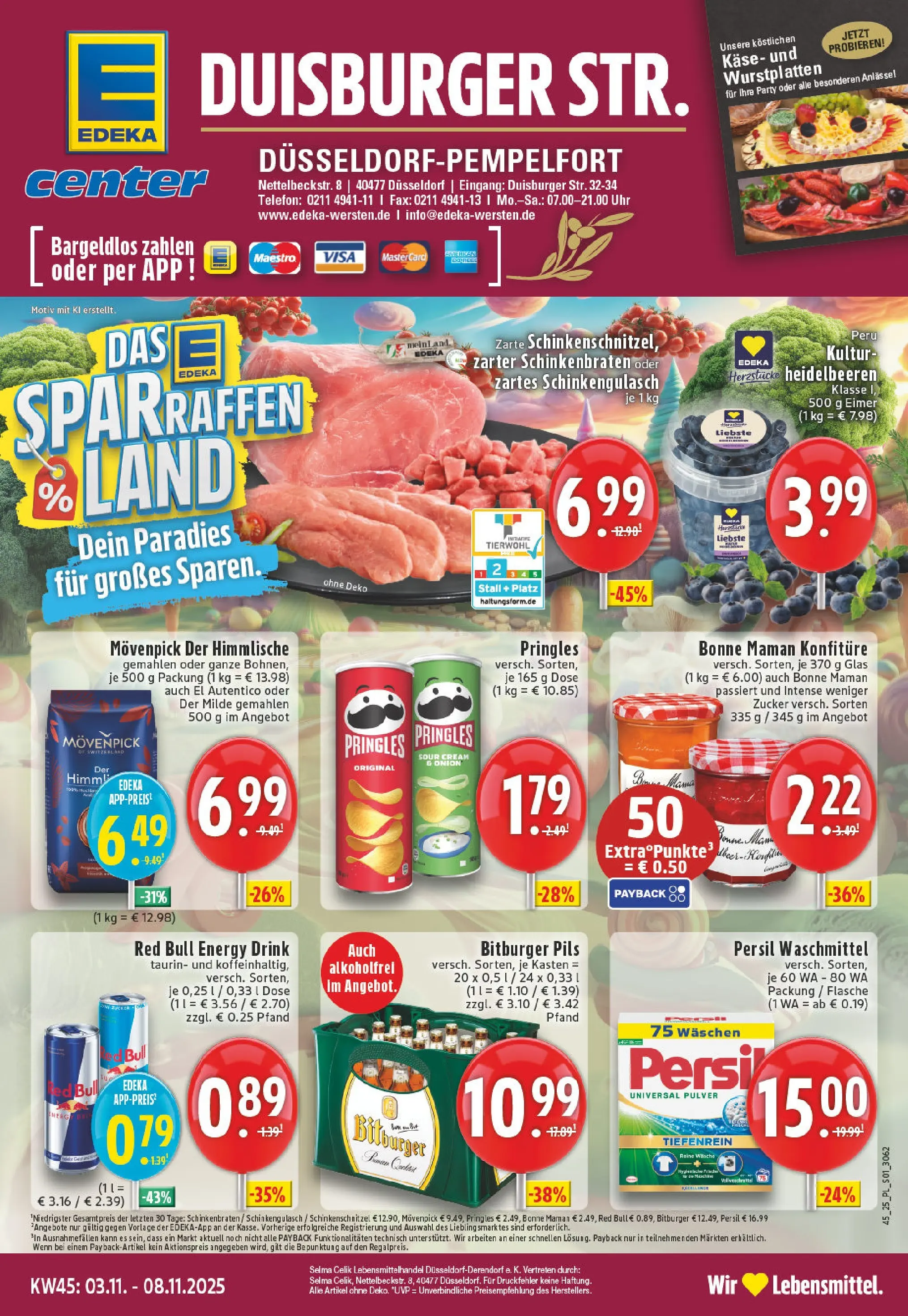 Edeka prospekt Düsseldorf-Derendorf	 (ab 02.11.2025) » Angebote Online | Seite: 1 | Produkte: Red bull, Käse, Chips, Telefon