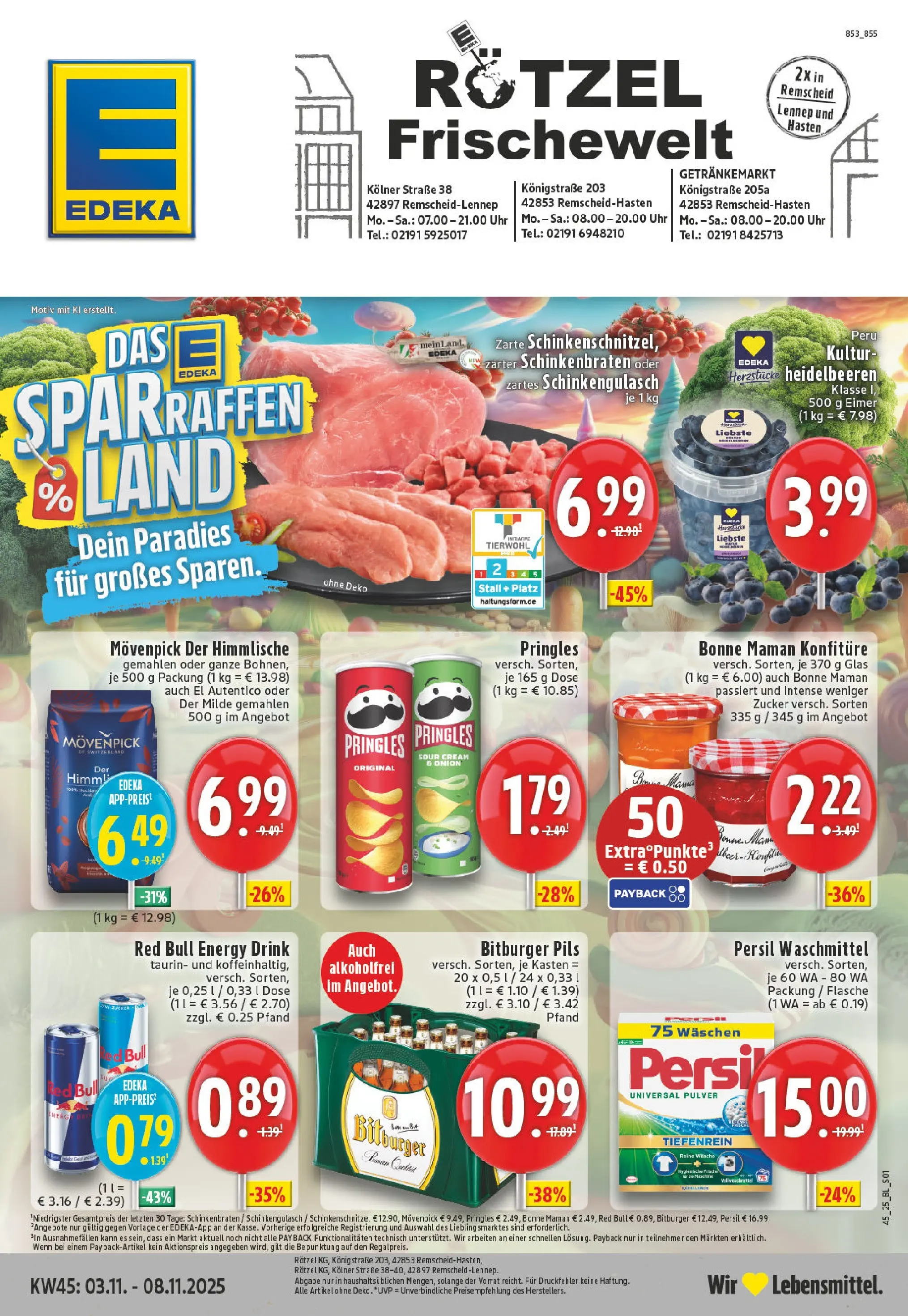 Edeka prospekt Remscheid	 (ab 02.11.2025) » Angebote Online | Seite: 1 | Produkte: Bitburger, Red bull, Pils, Pringles