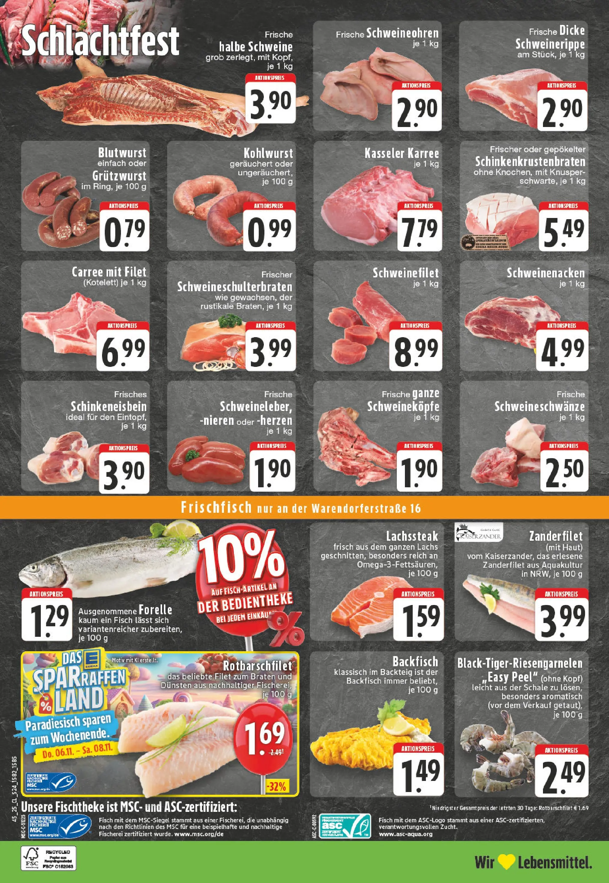 Edeka prospekt Oelde	 (ab 02.11.2025) » Angebote Online | Seite: 24 | Produkte: Schweinenacken, Schweinefilet, Fisch, Lachs