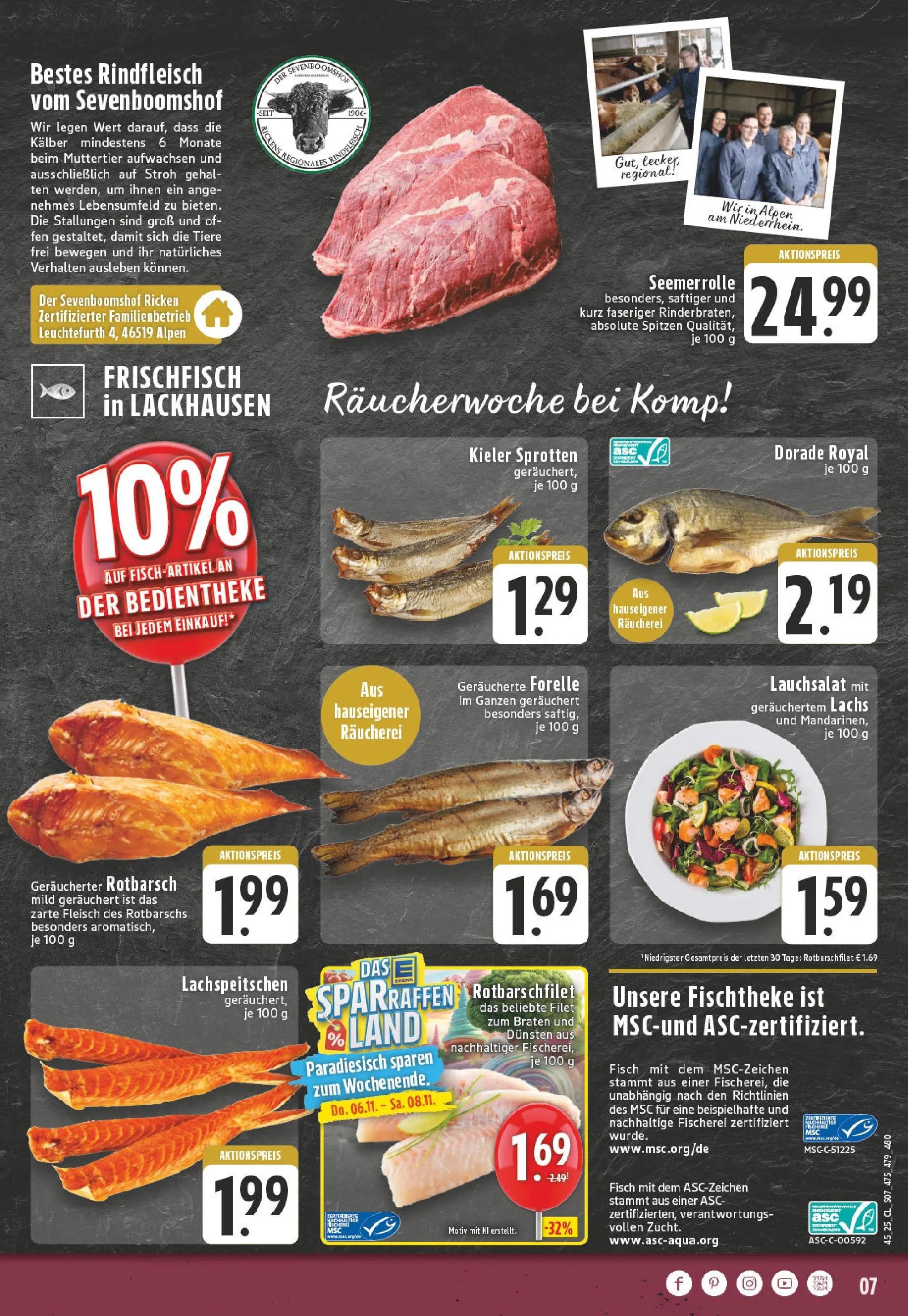 Edeka prospekt Hamminkeln -Mehrhoog	 (ab 02.11.2025) » Angebote Online | Seite: 7 | Produkte: Mandarinen, Fisch, Rindfleisch, Fleisch