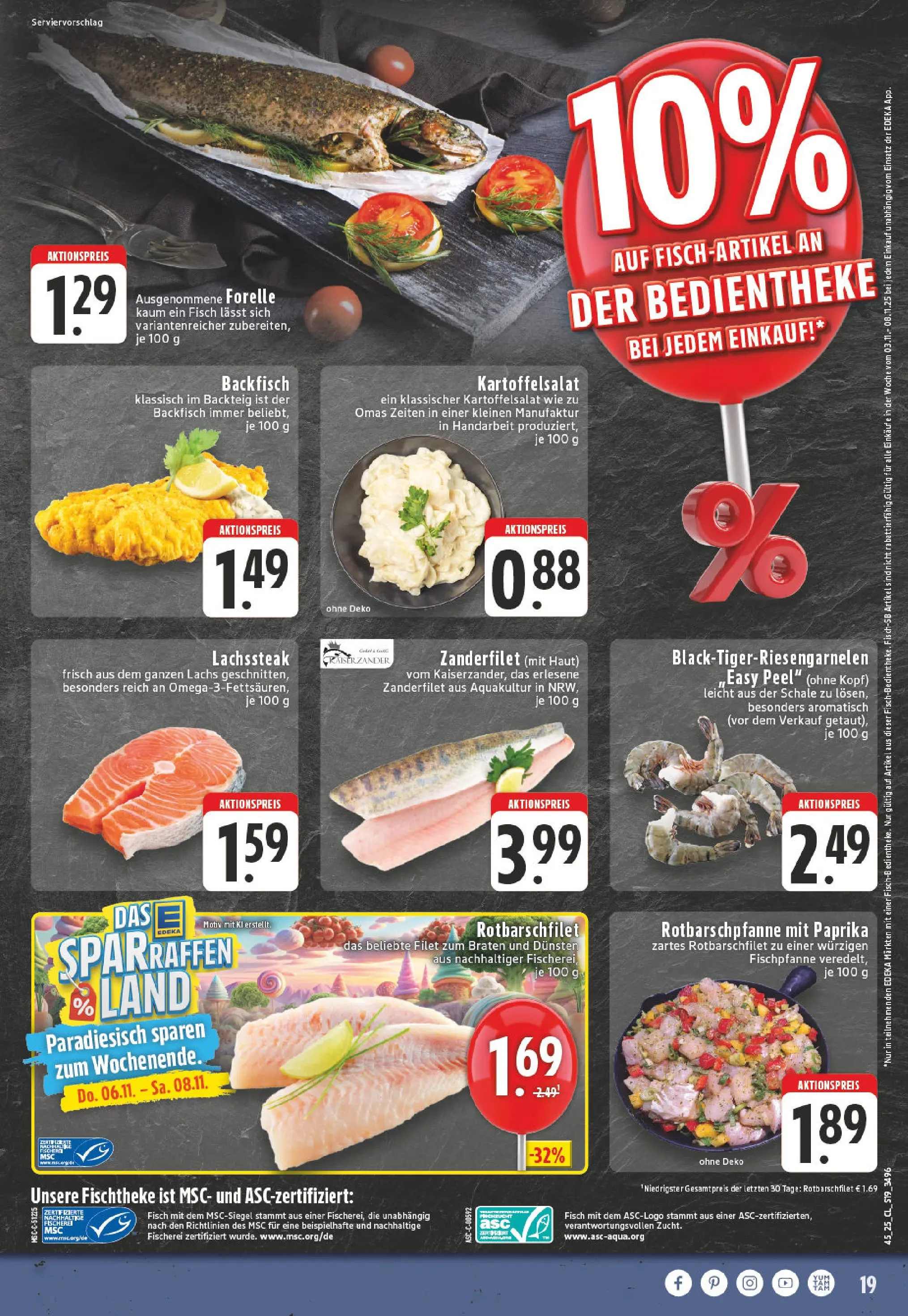 Edeka prospekt Essen	 (ab 03.11.2025) » Angebote Online | Seite: 19 | Produkte: Fisch, Lachs, Paprika, Steak