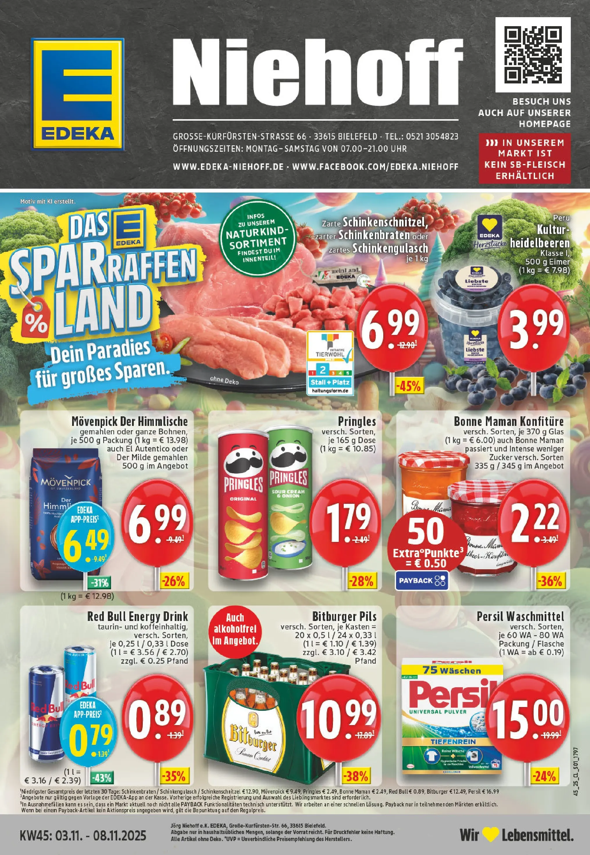 Edeka prospekt Bielefeld	 (ab 02.11.2025) » Angebote Online | Seite: 1 | Produkte: Red bull, Chips, Bonne maman, Uhr