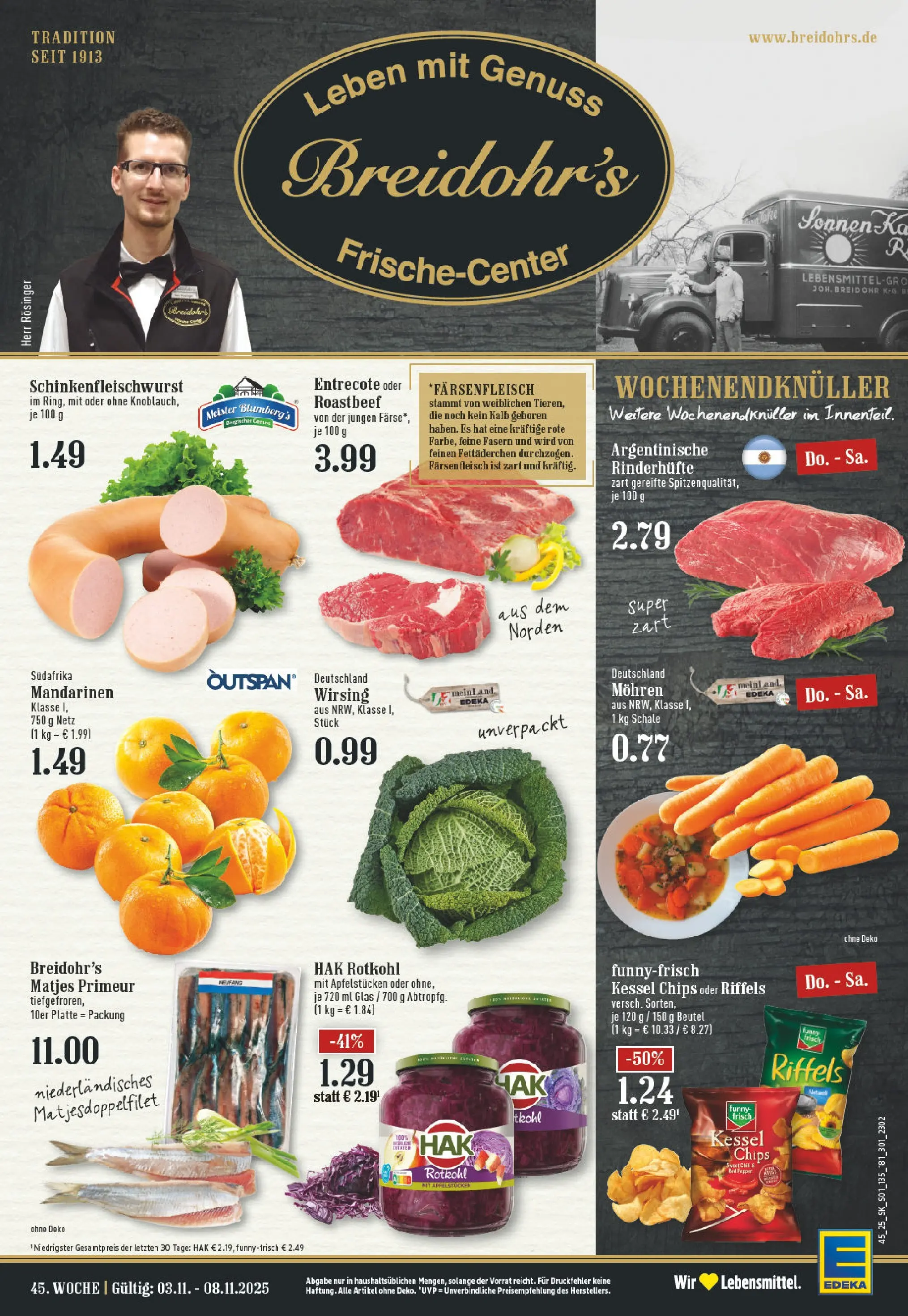Edeka prospekt Rösrath	 (ab 02.11.2025) » Angebote Online | Seite: 1 | Produkte: Mandarinen, Mohren, Chips, Fleisch