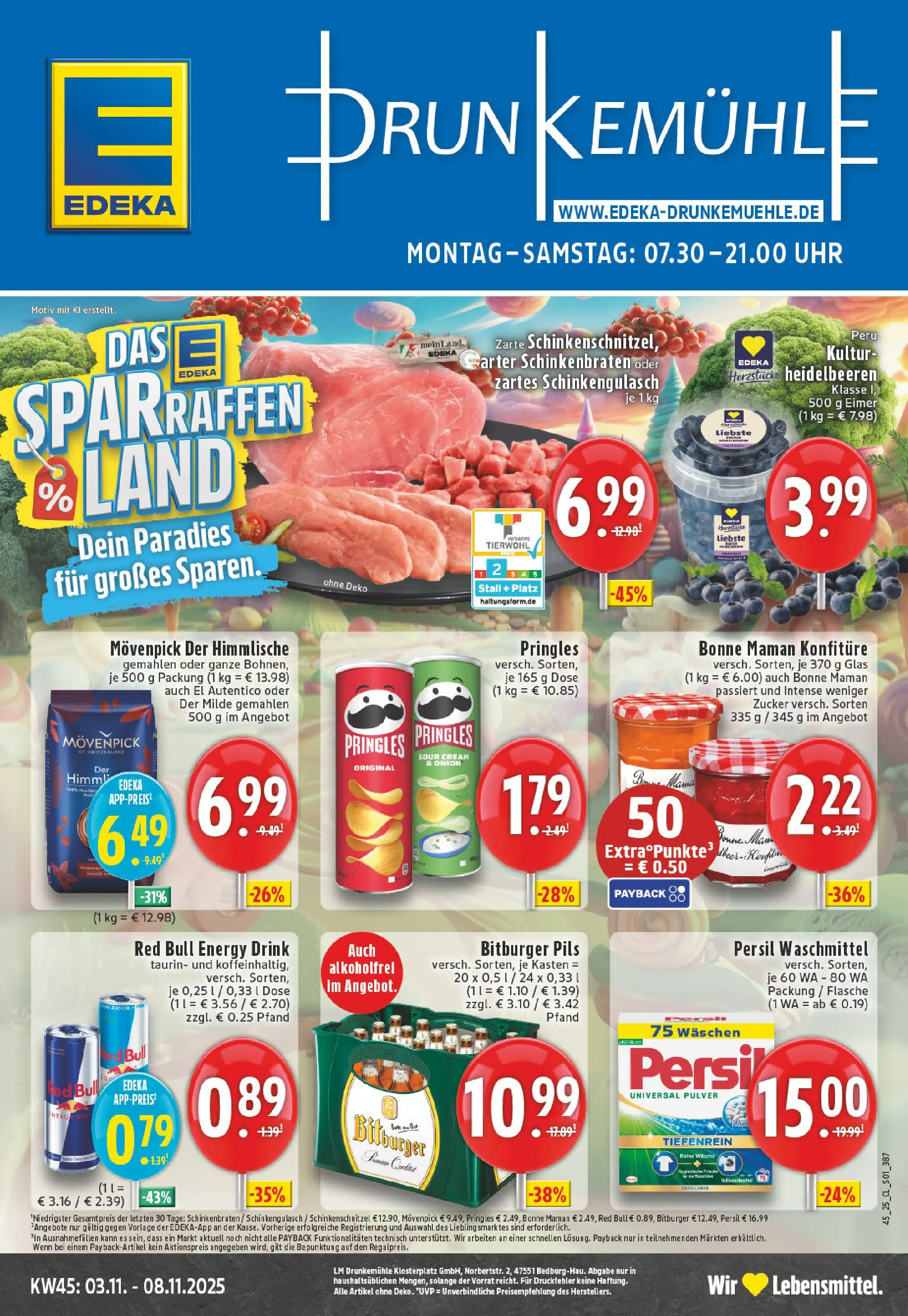 Edeka prospekt Bedburg Hau	 (ab 02.11.2025) » Angebote Online | Seite: 1 | Produkte: Bitburger, Red bull, Heidelbeeren, Persil