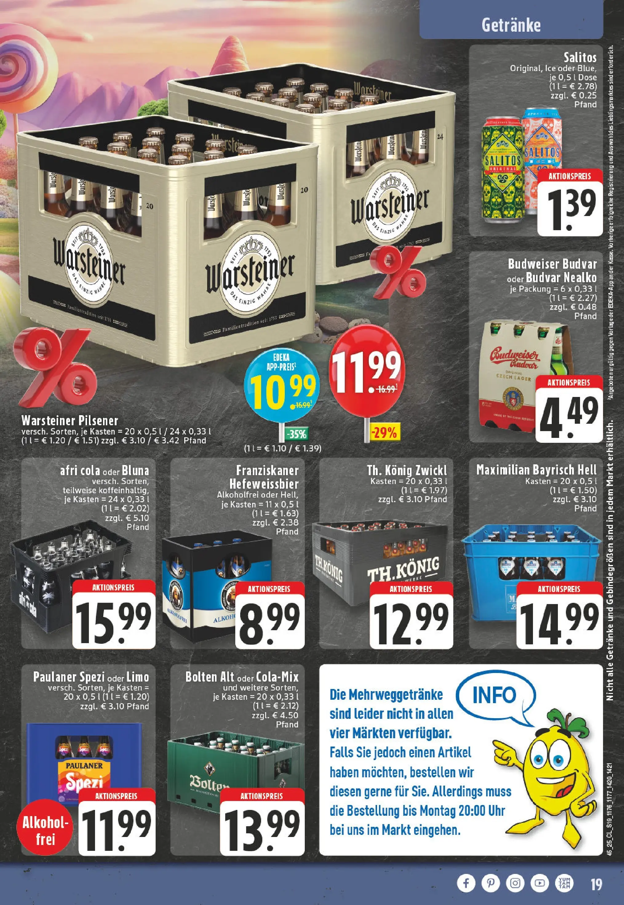 Edeka prospekt Werl	 (ab 02.11.2025) » Angebote Online | Seite: 19 | Produkte: Franziskaner, Cola, Warsteiner, Budweiser