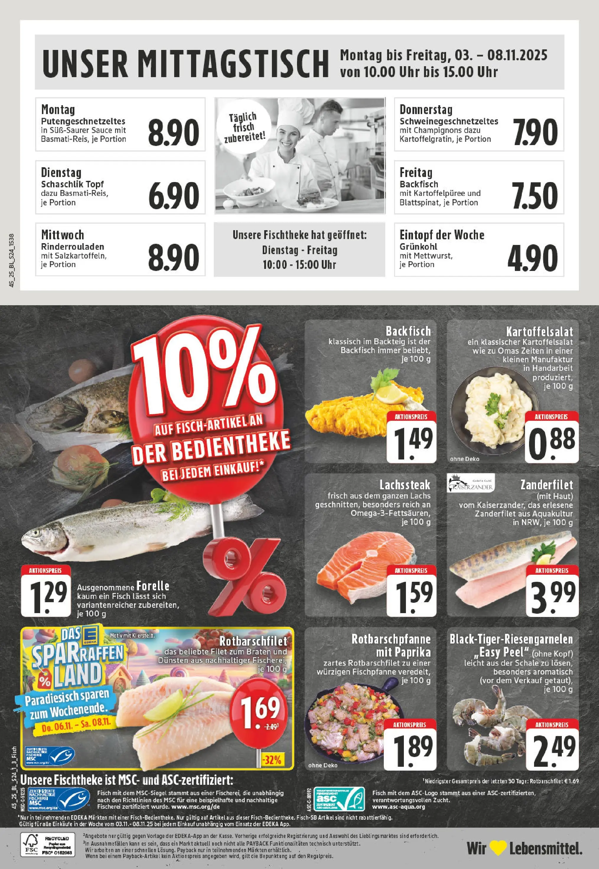 Edeka prospekt Essen	 (ab 03.11.2025) » Angebote Online | Seite: 24 | Produkte: Rinderrouladen, Lachs, Paprika, Uhr