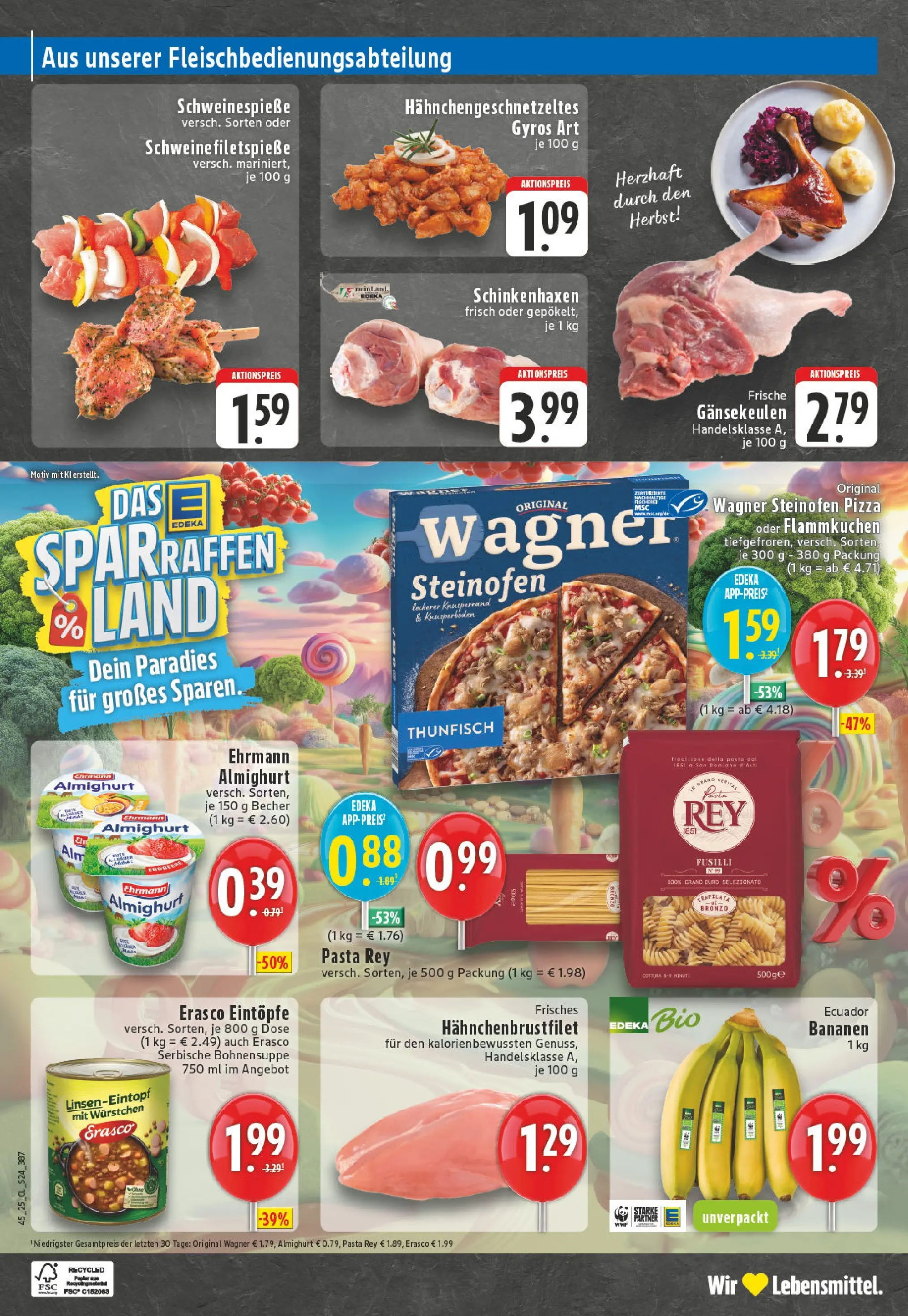 Edeka prospekt Bedburg Hau	 (ab 02.11.2025) » Angebote Online | Seite: 24 | Produkte: Ehrmann almighurt, Thunfisch, Bananen, Pasta