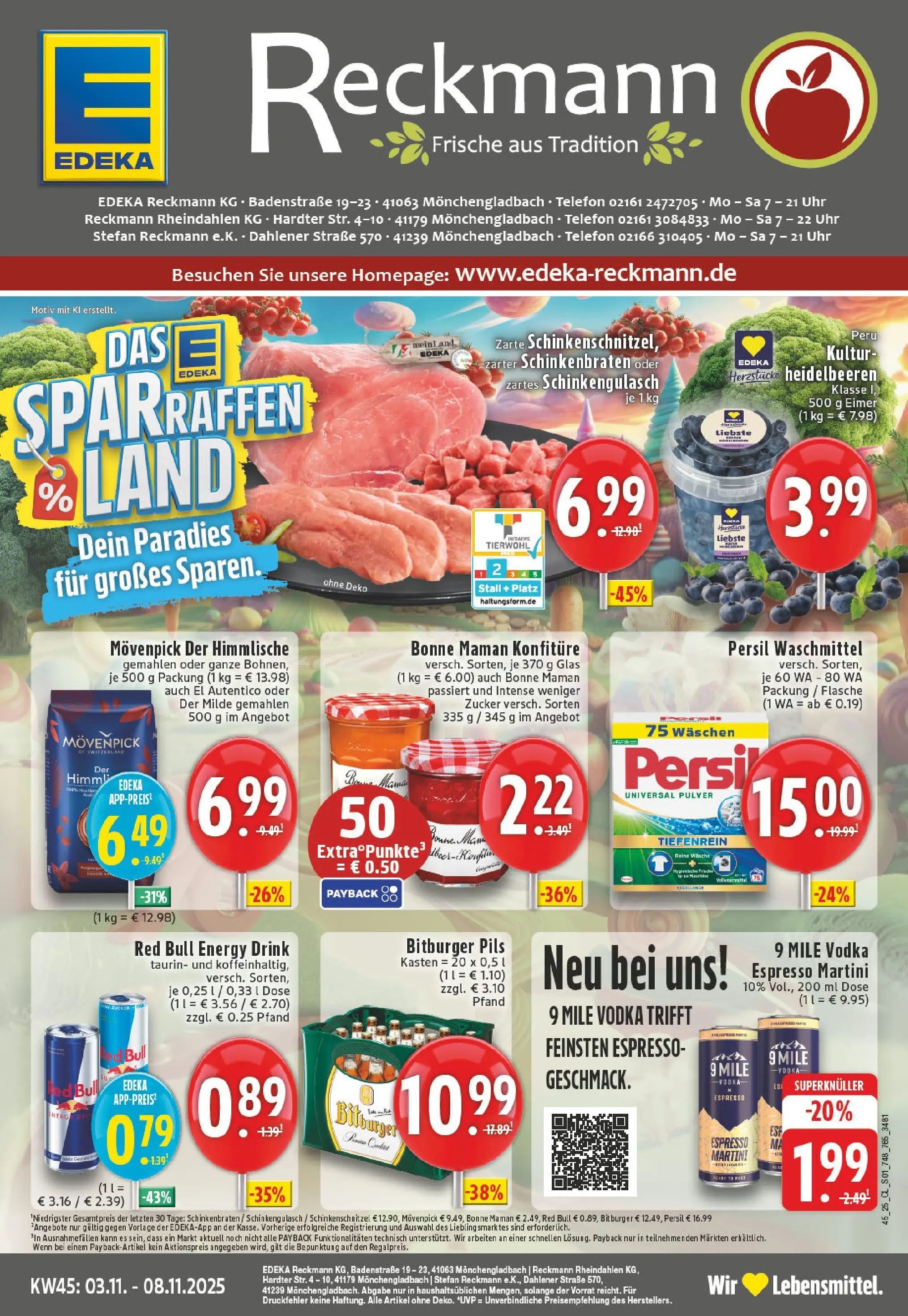 Edeka prospekt Mönchengladbach	 (ab 02.11.2025) » Angebote Online | Seite: 1 | Produkte: Pils, Heidelbeeren, Uhr, Persil