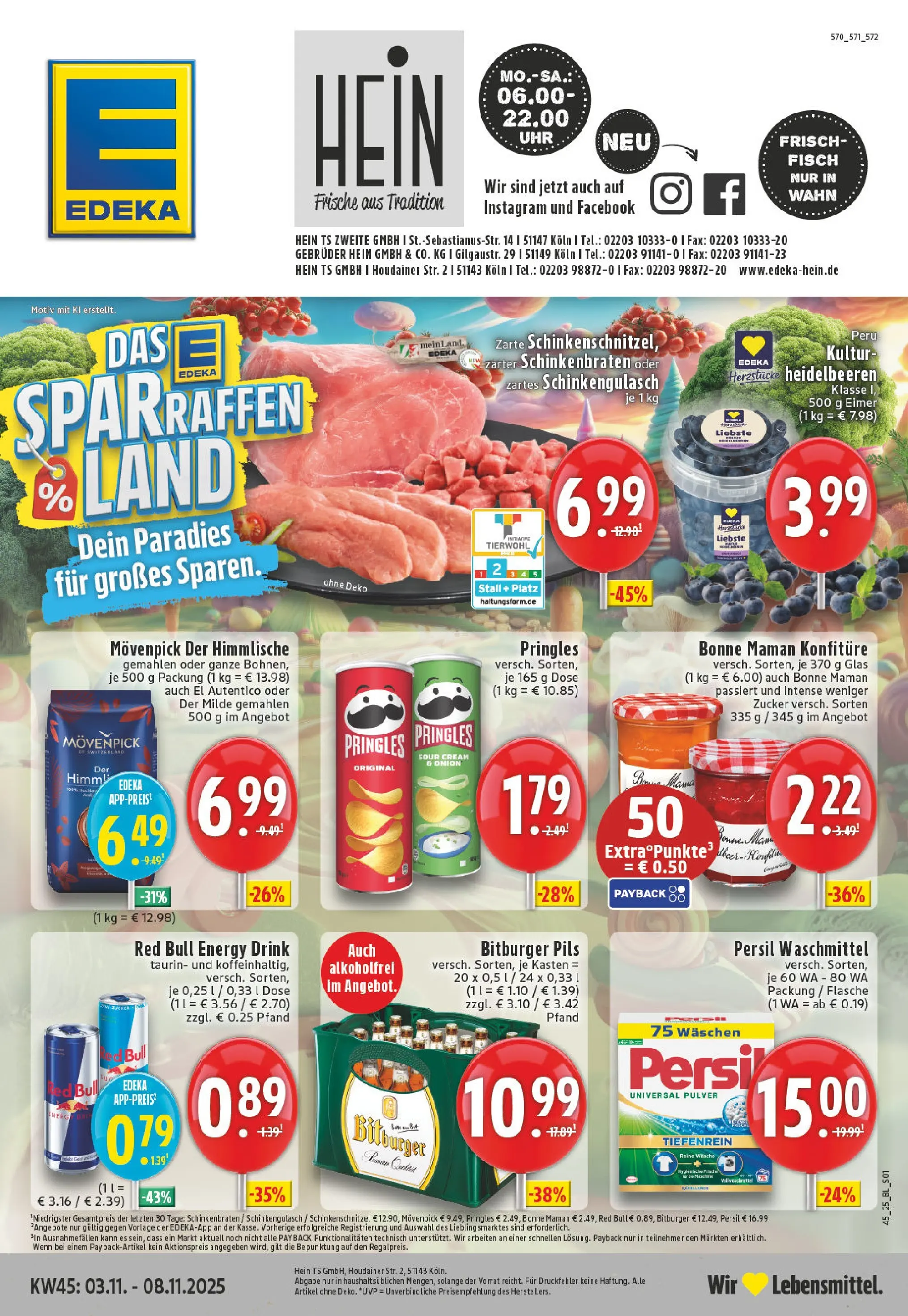 Edeka prospekt Köln	 (ab 03.11.2025) » Angebote Online | Seite: 1 | Produkte: Red bull, Fisch, Zucker, Bonne maman
