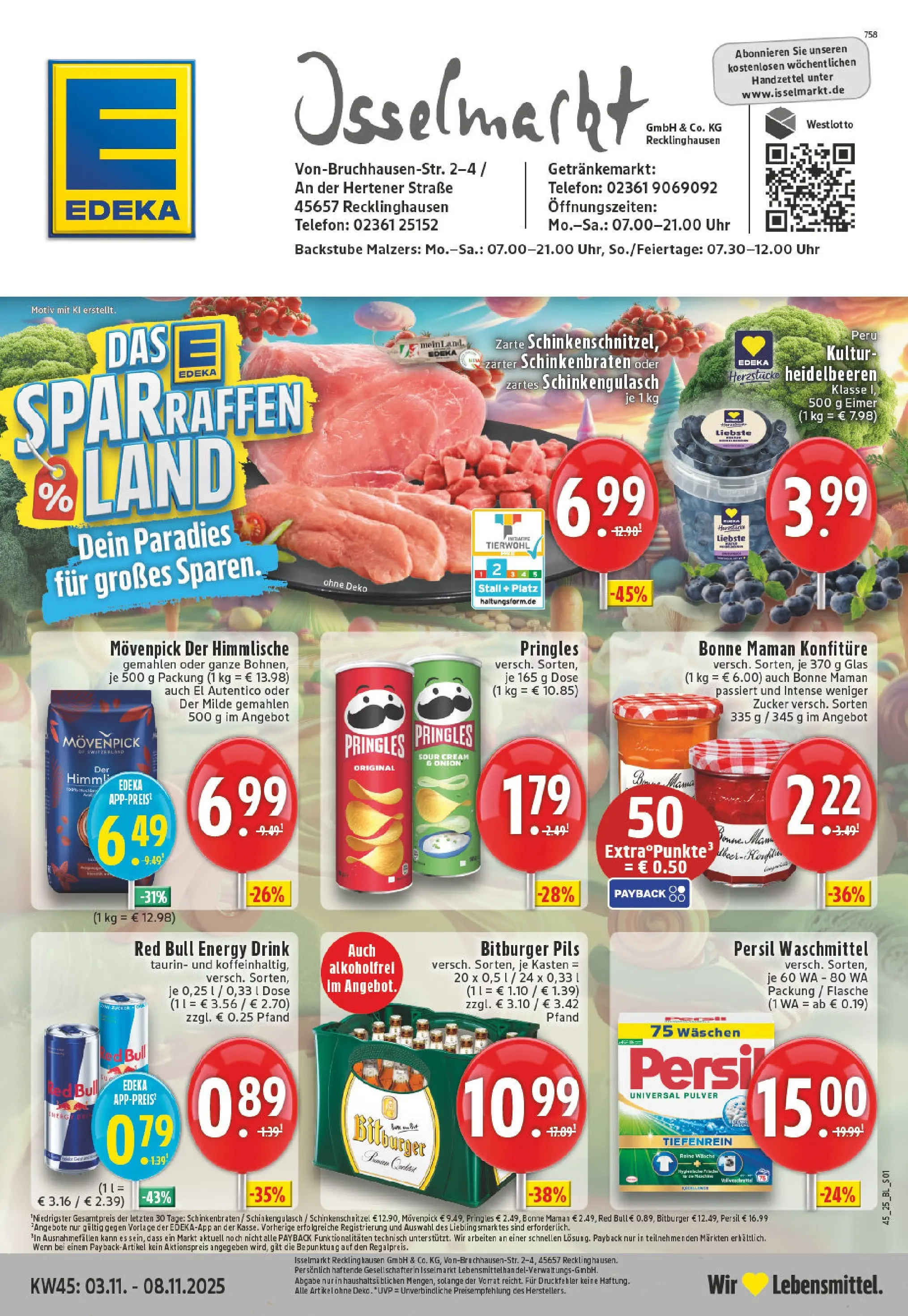 Edeka prospekt Recklinghausen	 (ab 02.11.2025) » Angebote Online | Seite: 1 | Produkte: Bitburger, Waschmittel, Chips, Telefon
