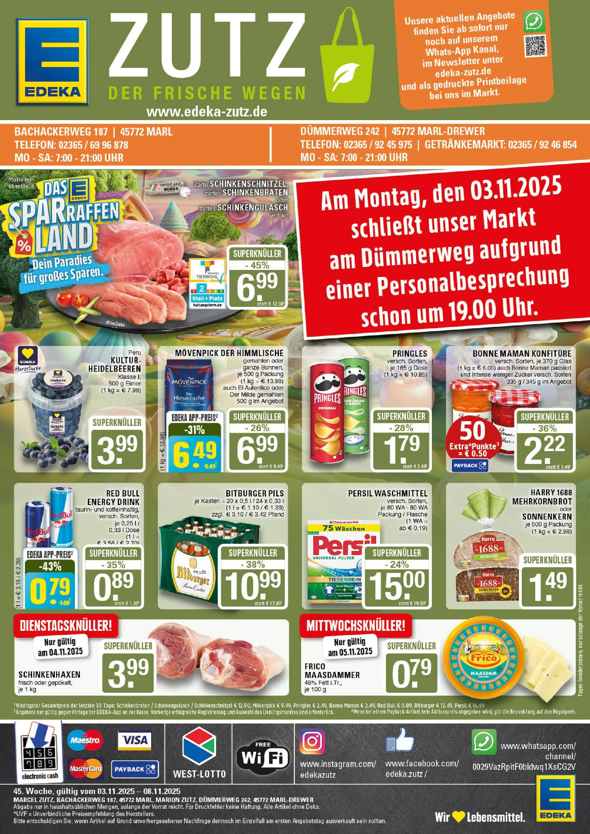 Edeka prospekt Marl	 (ab 02.11.2025) » Angebote Online | Seite: 1 | Produkte: Bitburger, Pils, Heidelbeeren, Zucker