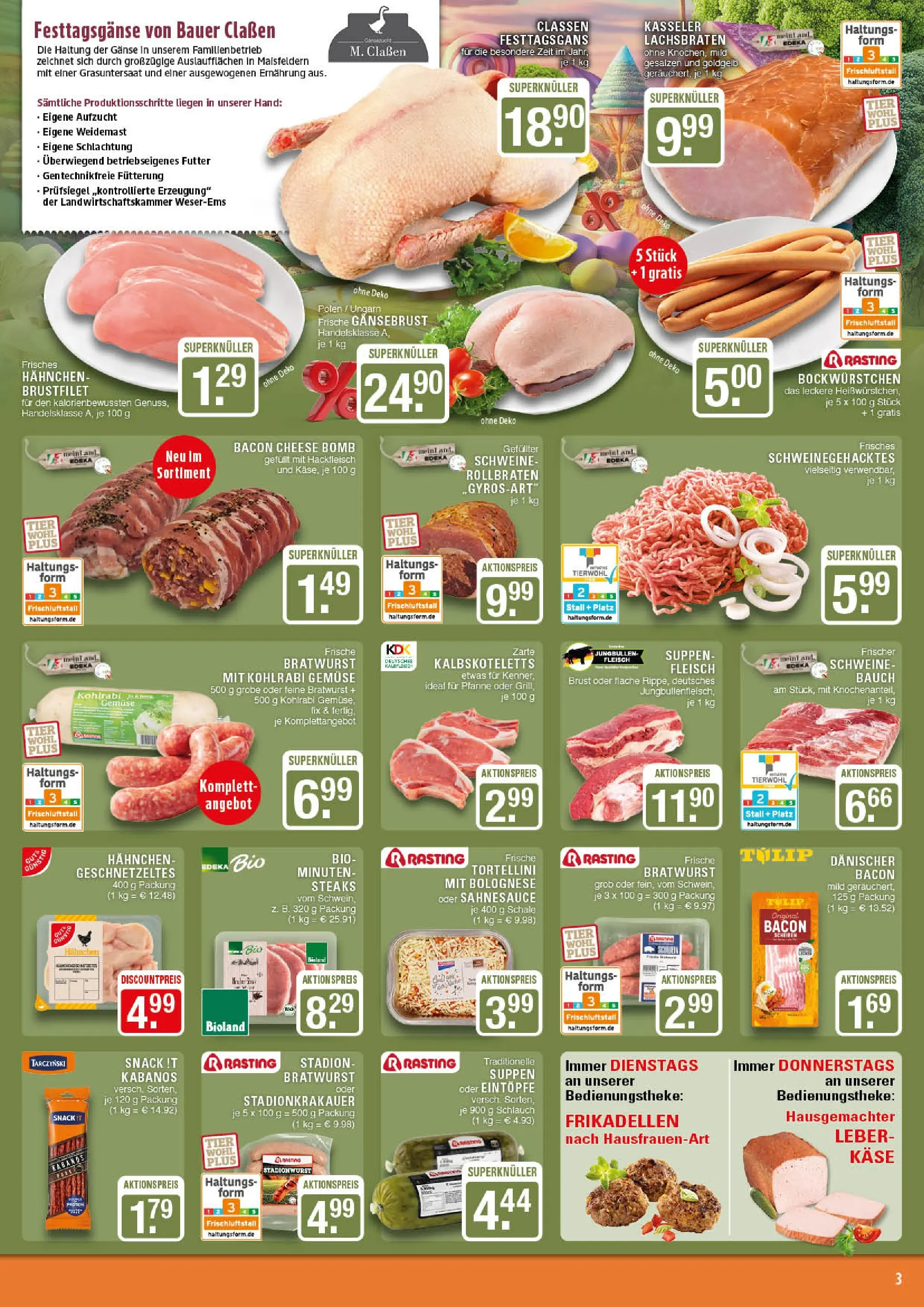Edeka prospekt Marl	 (ab 02.11.2025) » Angebote Online | Seite: 3 | Produkte: Bratwurst, Gemüse, Fleisch, Hackfleisch
