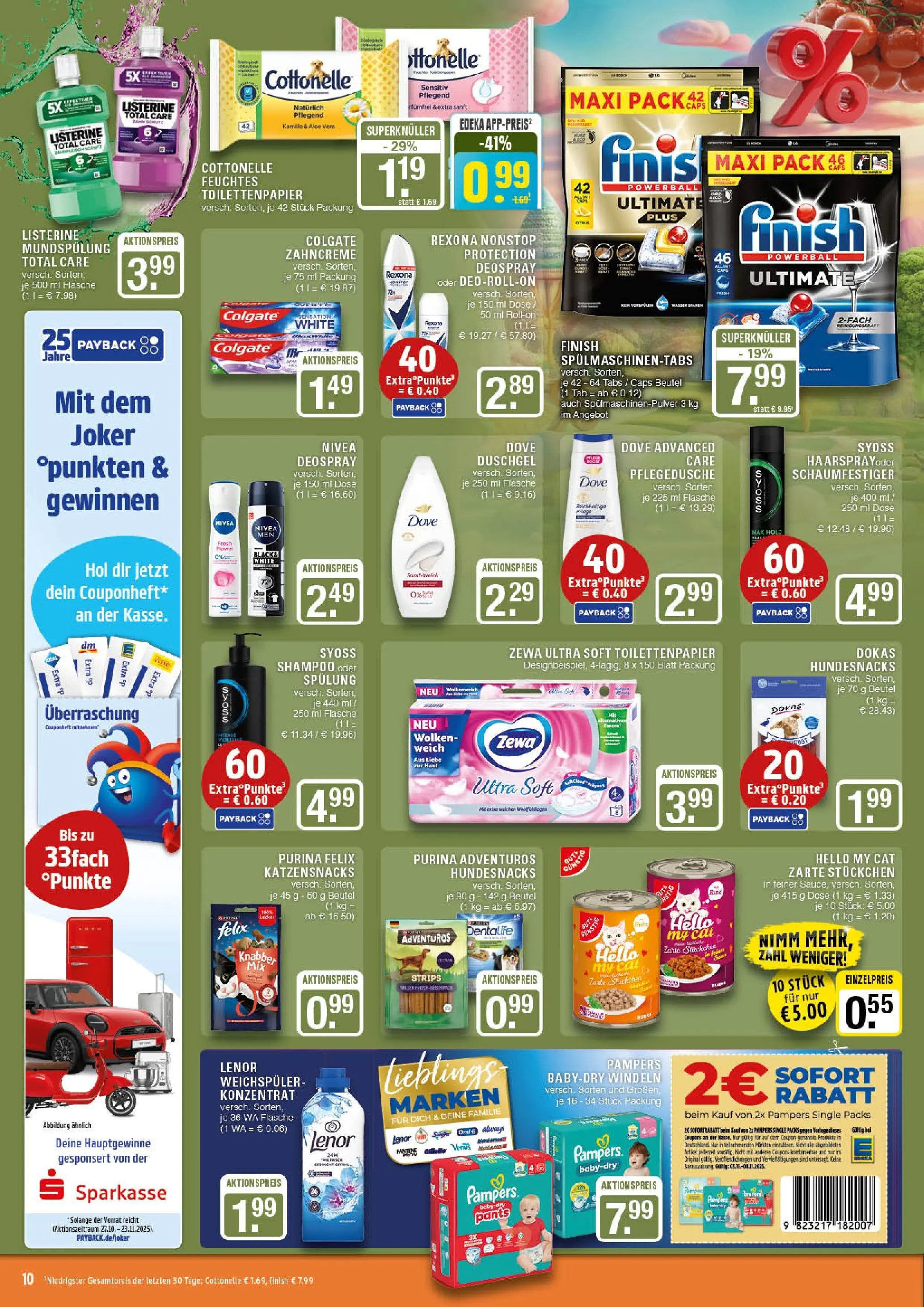 Edeka prospekt Marl	 (ab 02.11.2025) » Angebote Online | Seite: 10 | Produkte: Pampers, Finish, Duschgel, Listerine