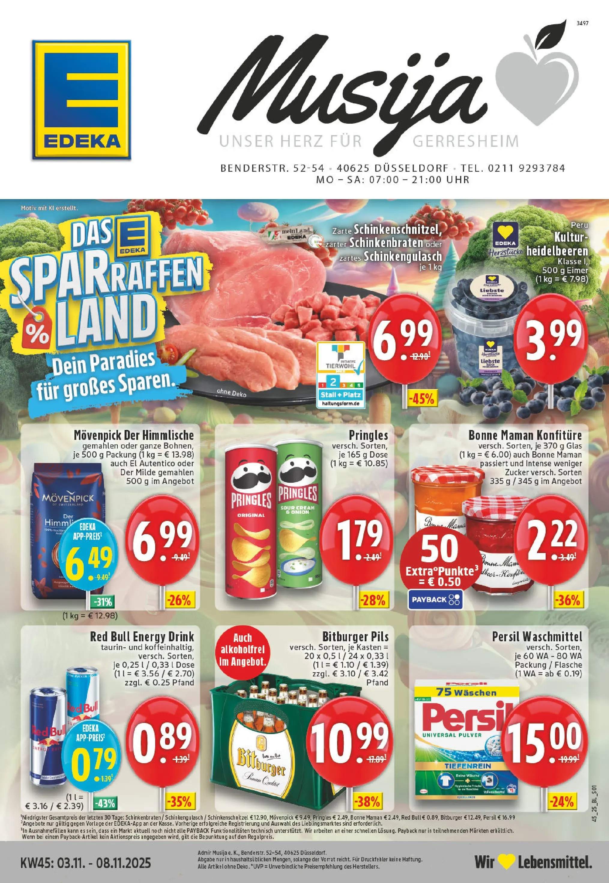 Edeka prospekt Düssseldorf	 (ab 03.11.2025) » Angebote Online | Seite: 1 | Produkte: Energy, Pils, Zucker, Bonne maman