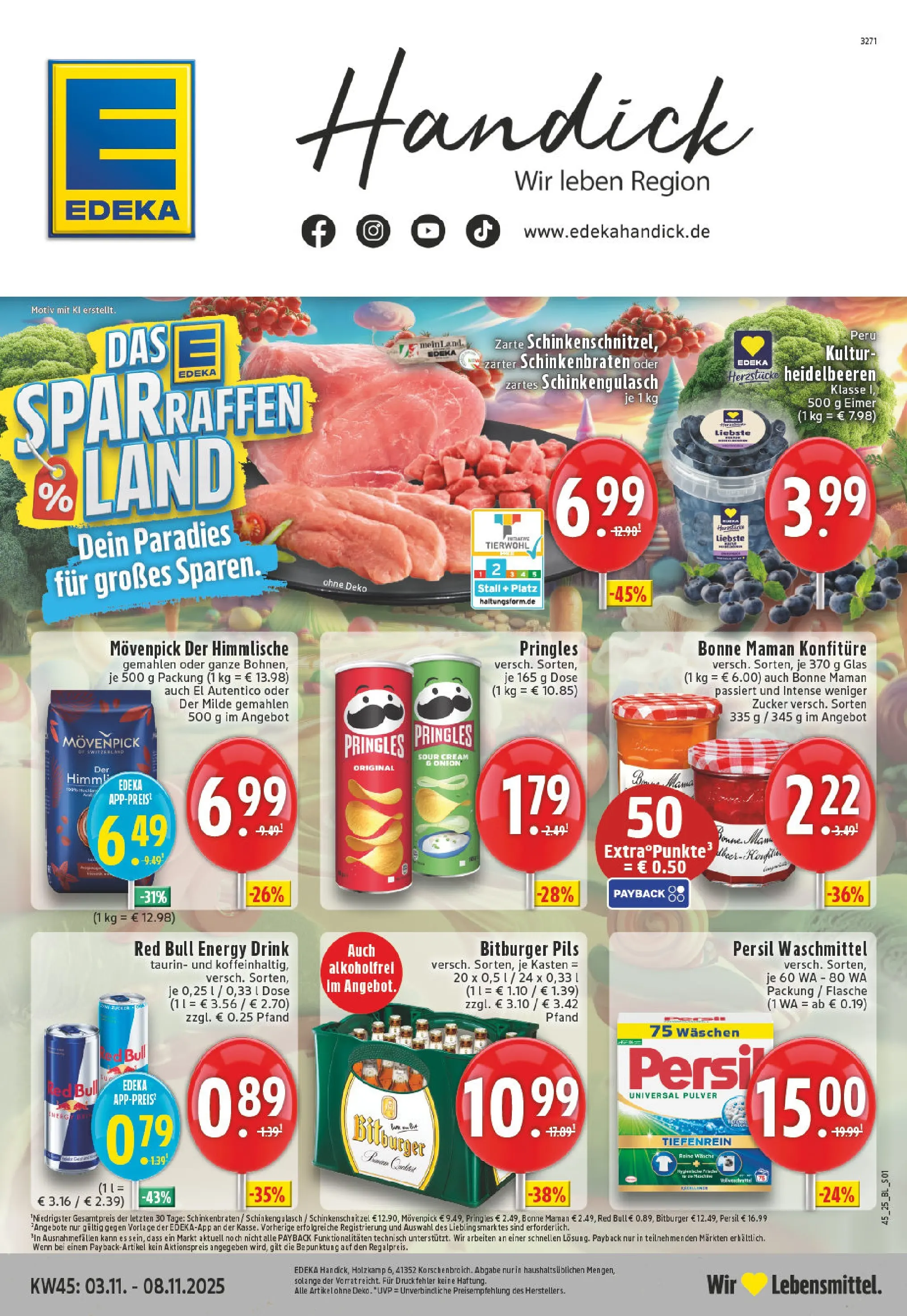 Edeka prospekt Korschenbroich	 (ab 02.11.2025) » Angebote Online | Seite: 1 | Produkte: Energy, Pringles, Chips, Bonne maman