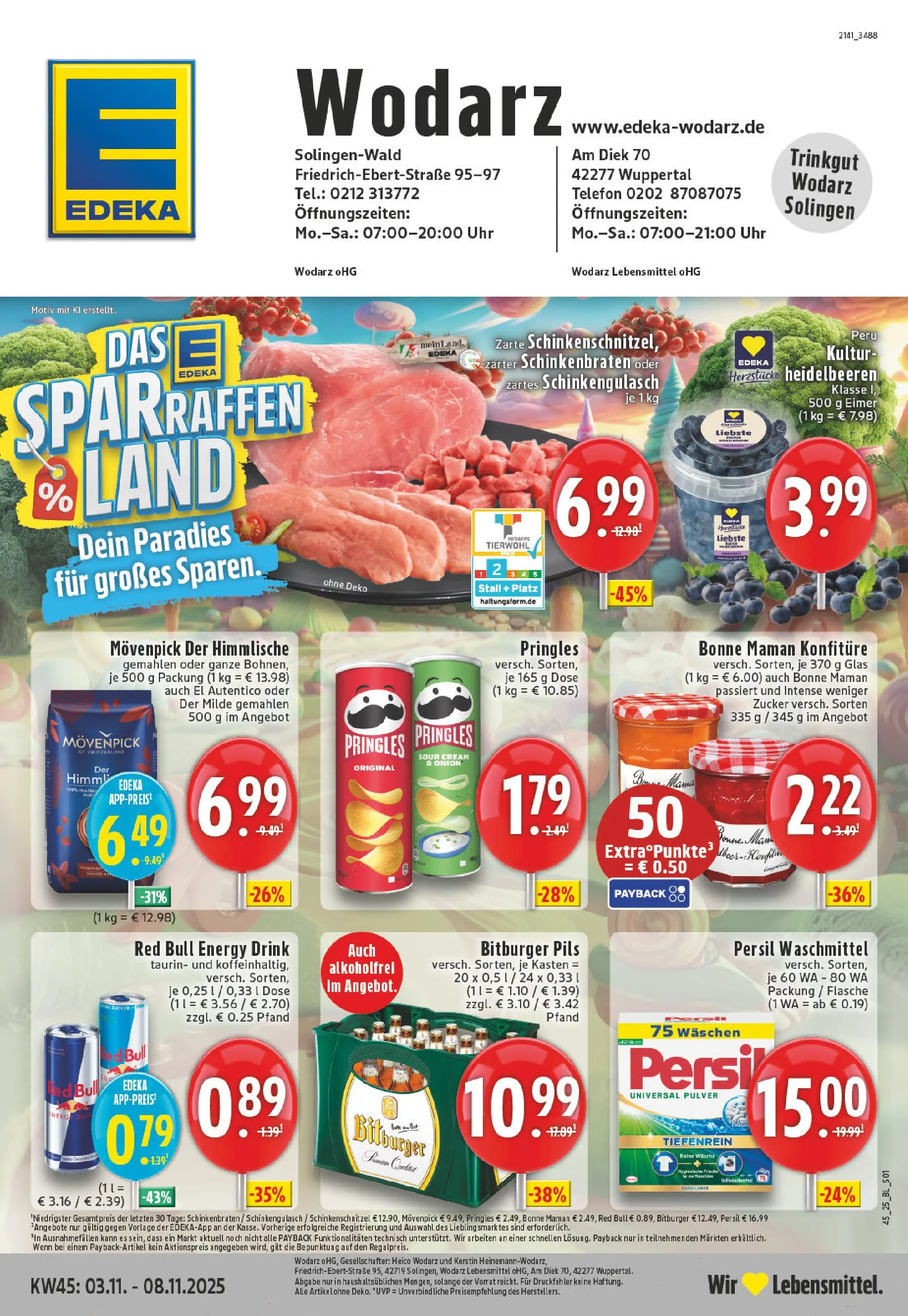 Edeka prospekt Wuppertal	 (ab 02.11.2025) » Angebote Online | Seite: 1 | Produkte: Red bull, Heidelbeeren, Waschmittel, Telefon