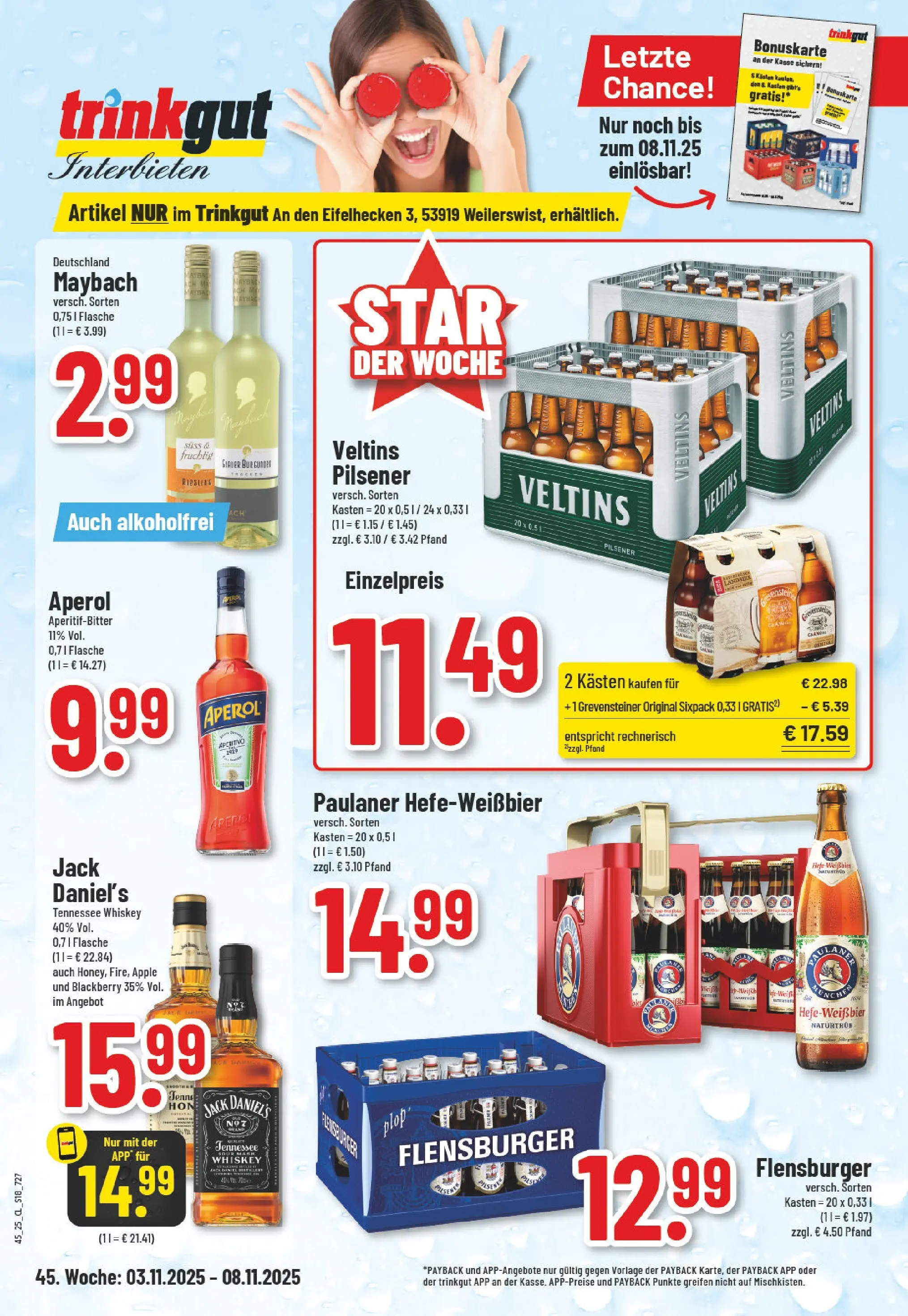 Edeka prospekt Weilerswist	 (ab 02.11.2025) » Angebote Online | Seite: 18 | Produkte: Aperol, Whiskey, Paulaner, Veltins