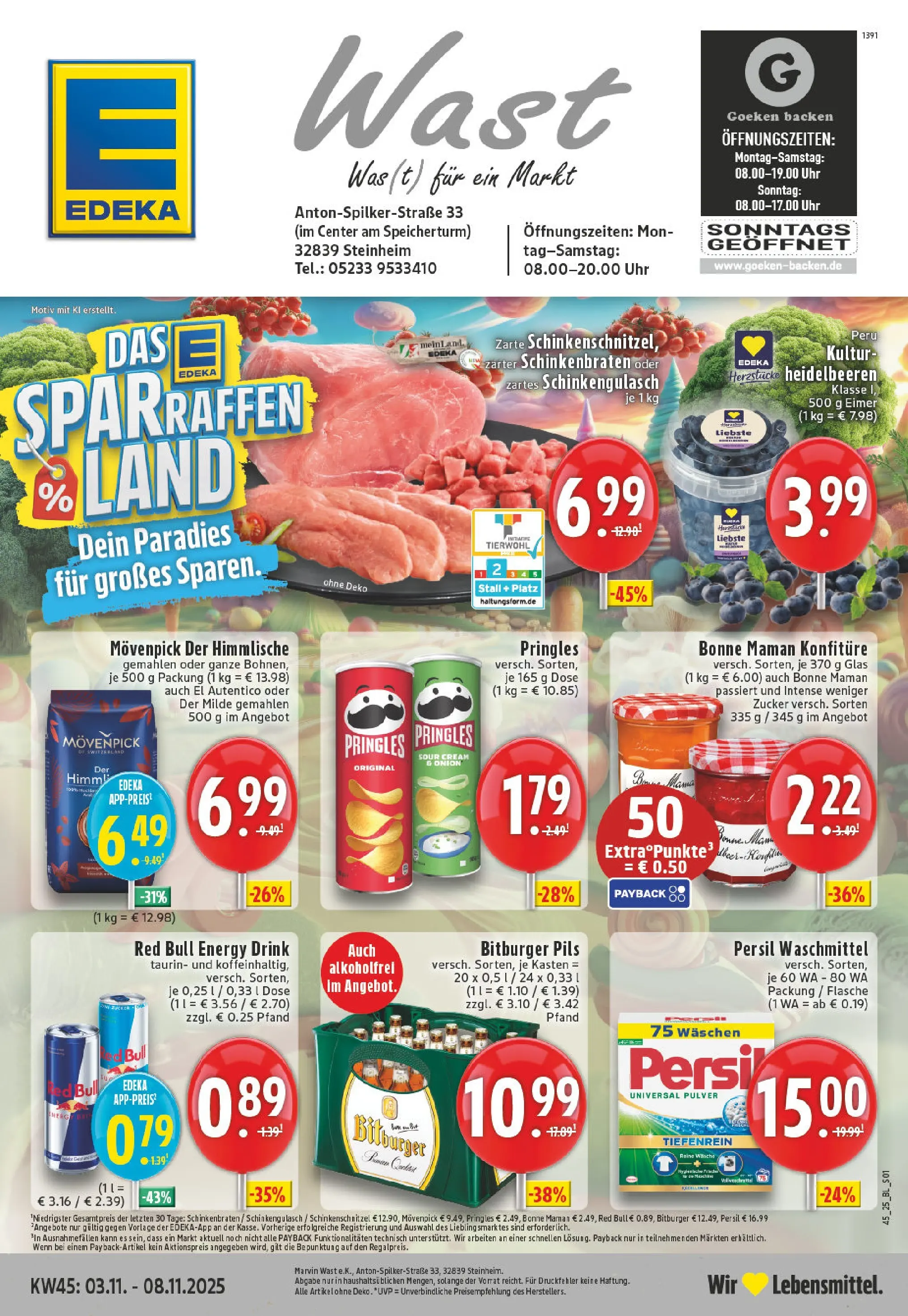 Edeka prospekt Steinheim	 (ab 02.11.2025) » Angebote Online | Seite: 1 | Produkte: Bitburger, Red bull, Pils, Uhr