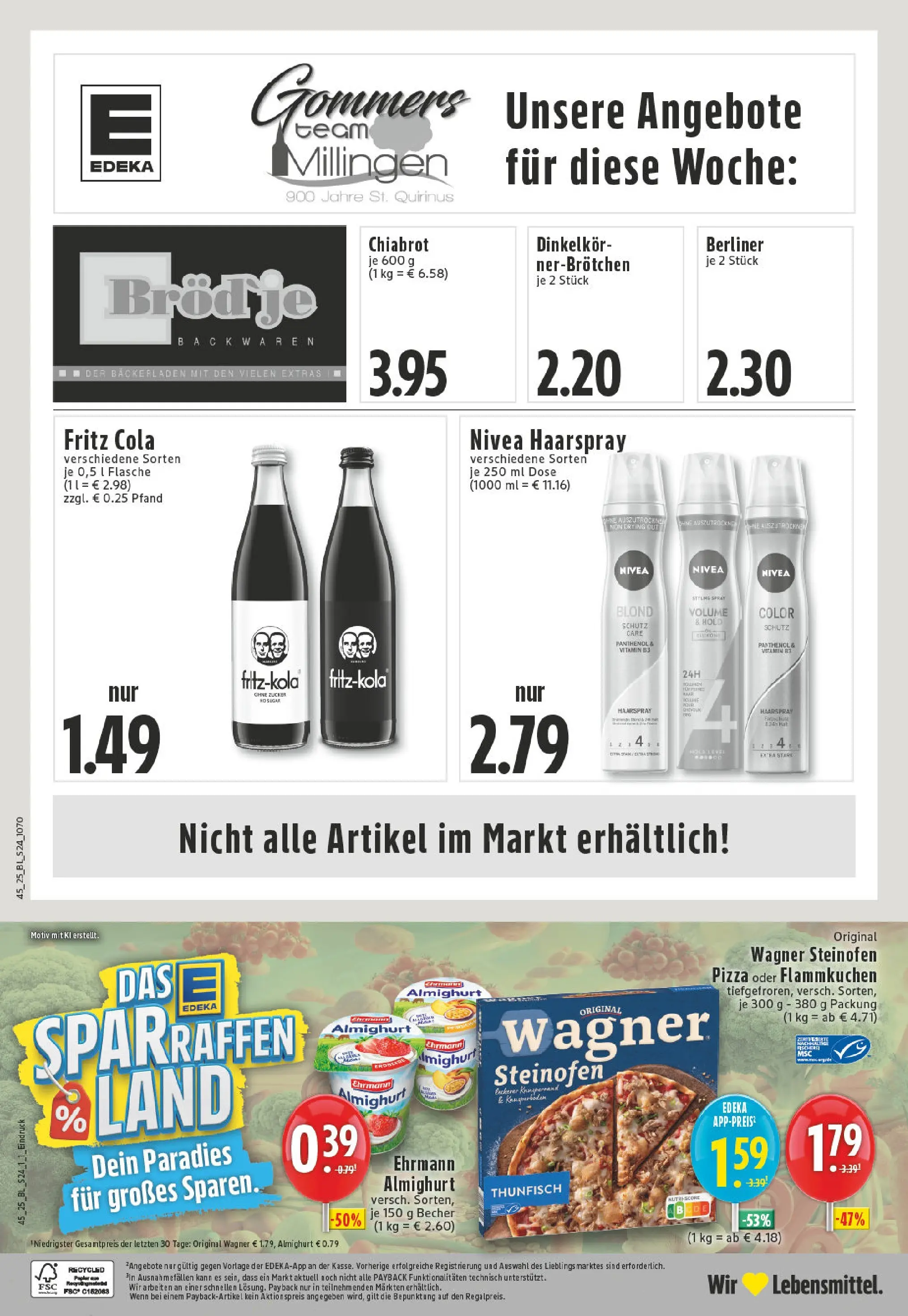 Edeka prospekt Rees-Millingen	 (ab 02.11.2025) » Angebote Online | Seite: 24 | Produkte: Berliner, Cola, Haarspray, Pizza