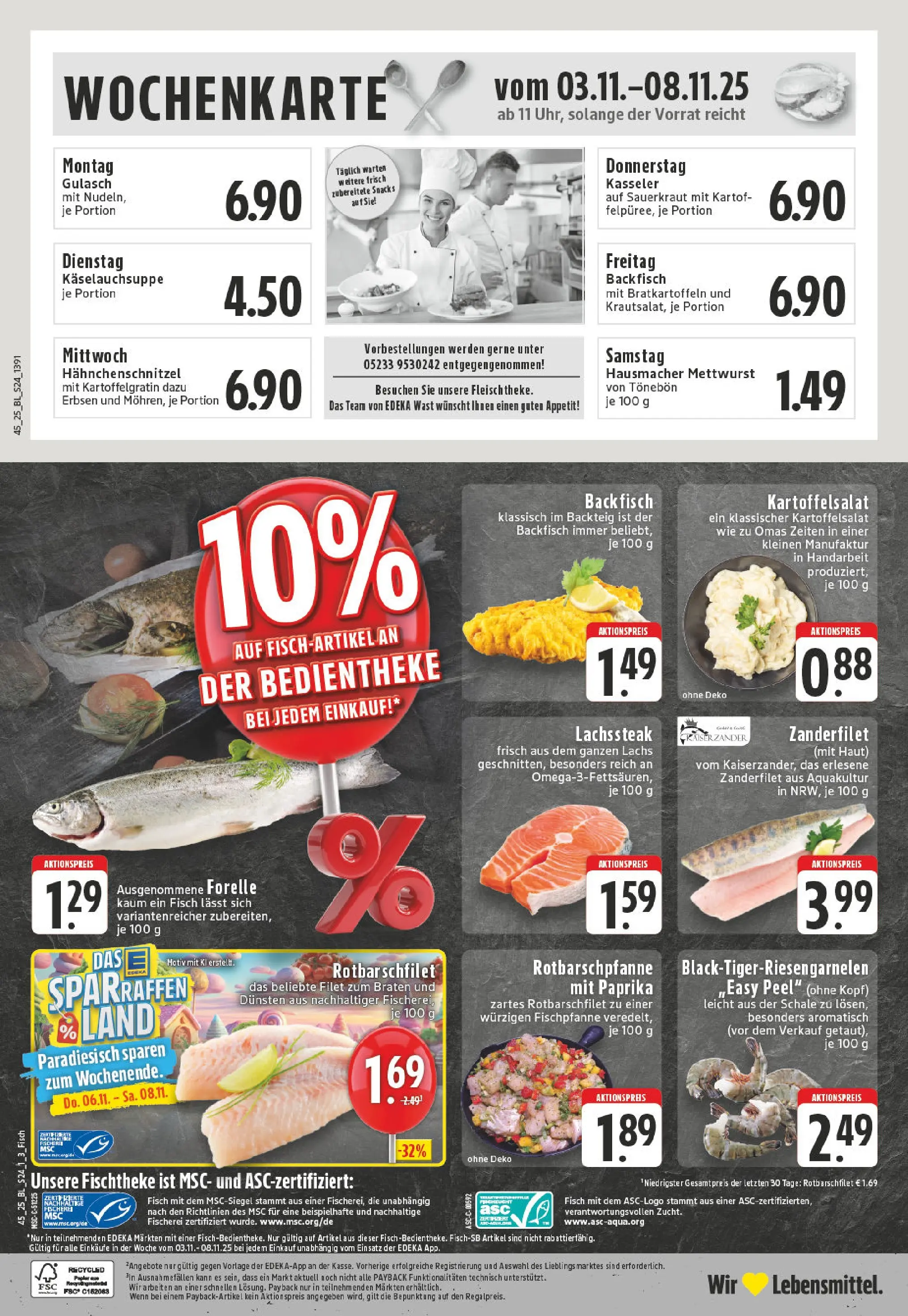 Edeka prospekt Steinheim	 (ab 02.11.2025) » Angebote Online | Seite: 24 | Produkte: Fisch, Lachs, Gulasch, Erbsen