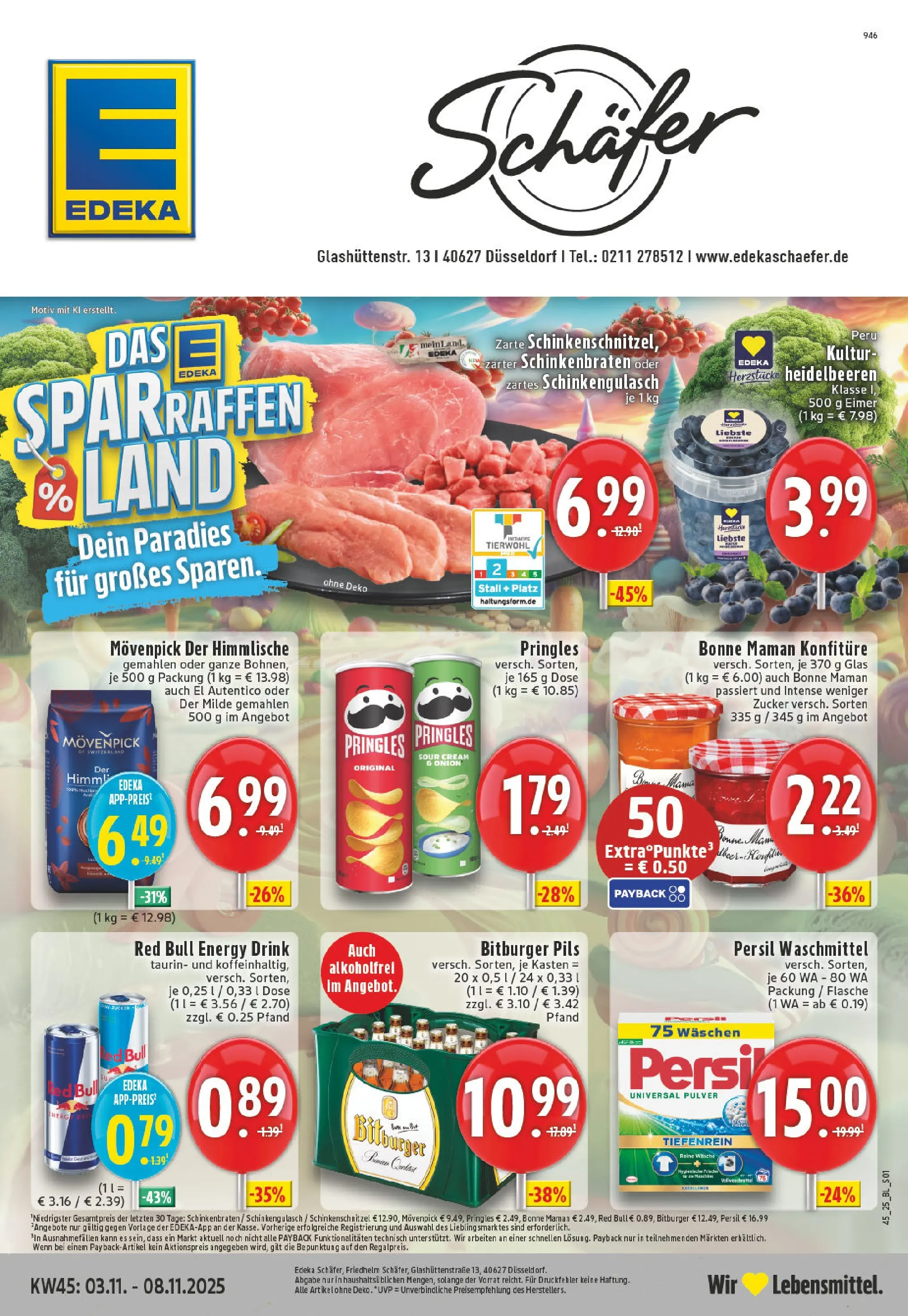 Edeka prospekt Düsseldorf	 (ab 02.11.2025) » Angebote Online | Seite: 1 | Produkte: Pils, Heidelbeeren, Zucker, Bonne maman
