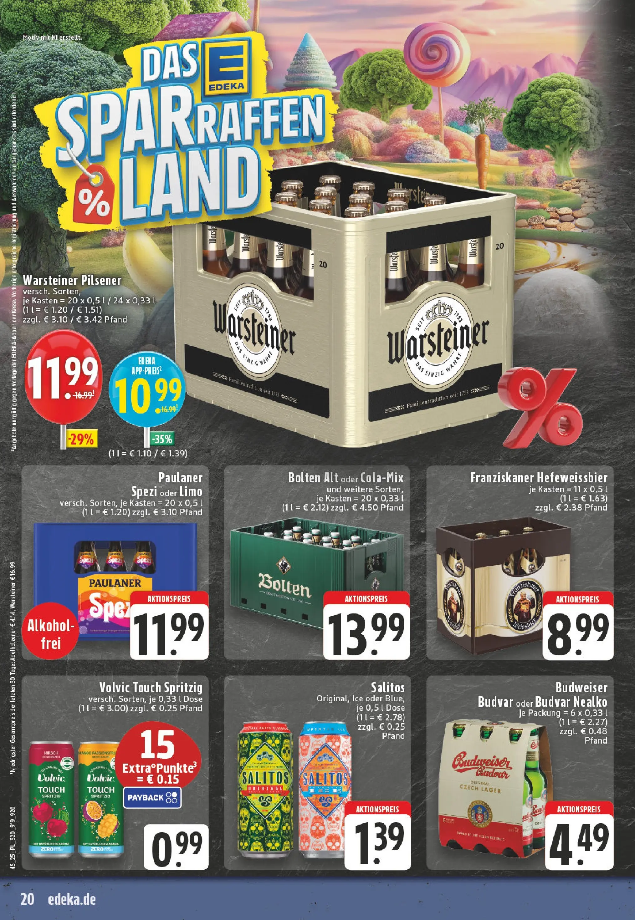 Edeka prospekt Xanten	 (ab 02.11.2025) » Angebote Online | Seite: 20 | Produkte: Franziskaner, Paulaner spezi, Warsteiner, Budweiser