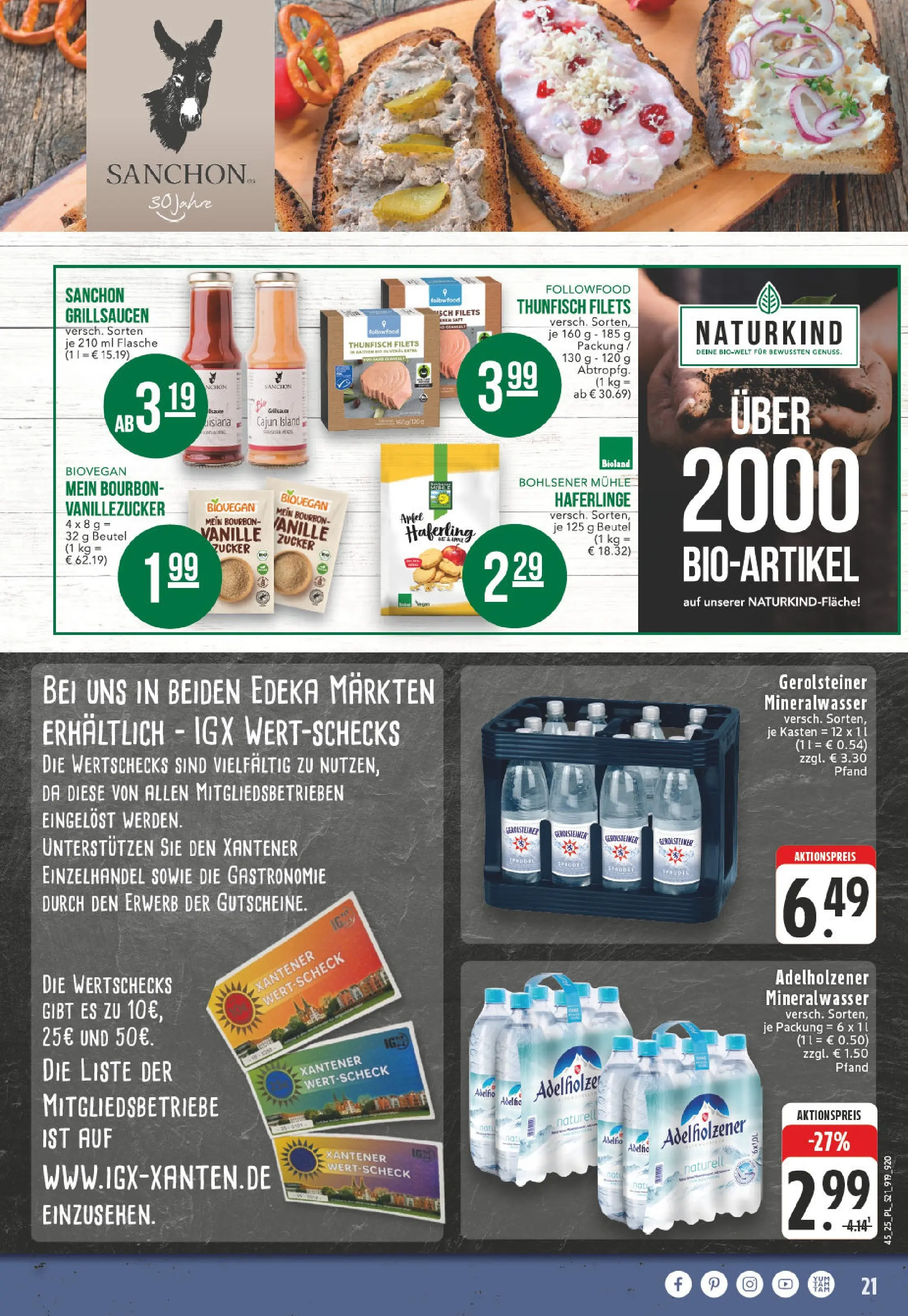 Edeka prospekt Xanten	 (ab 02.11.2025) » Angebote Online | Seite: 21 | Produkte: Adelholzener, Mineralwasser, Saft, Bourbon